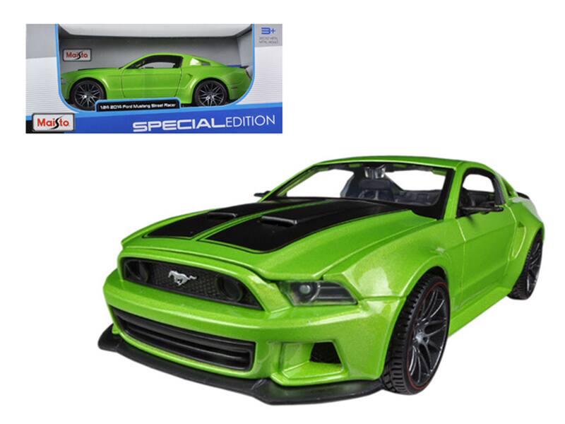 Maisto - 2014 Ford Mustang "Street Racer" Stripes "Special Edition" Series 1/24 - Green Metallic with Black
