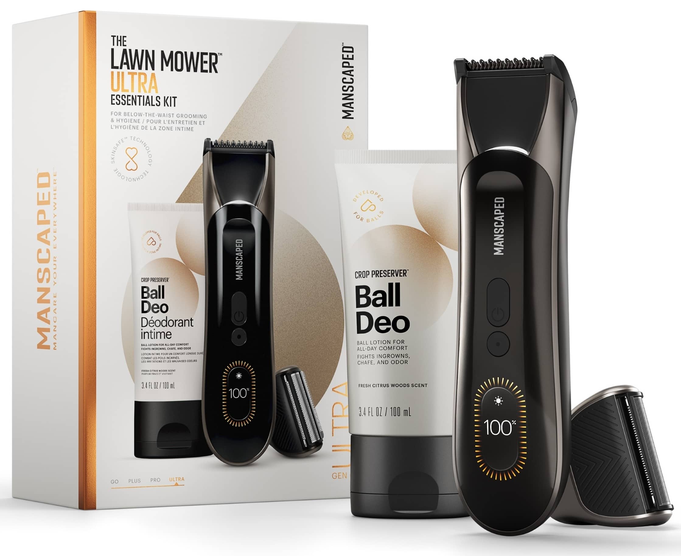 EVEWYMERE MANSCAPED YOUR MANCARE  
THE LAWN MOWER ULTRA ESSENTIALS KIT FOR BELOW-THE-WAIST GROOMING & HYGIENE  
SKINGAFE TECHNOLOGY LIQUOLOGIC MANSCAPED CROP PRESERVER Ball Deo DÉODORANT intime  
10:00 BEERNO COMPORT CHOWN COM/ORTHANCHANCOM.BR.EL. CHANGE - MICKOIO COMICS EXPORT nith COMPORT COMBORE CHICKEN COMMENT - BOOK MARKE OF R CHOCOLOGICA  
rectolibatos: BOXING  
3.4 FL OZ 110 ml 100%  
MANSCAPED REVELOPED FOR BALLS CROP PRESERVER Ball Deo BALL LOTION FOR ALL-DAY COMFORT FIGHTS NGROWNS, CHAFE. AND ODOR FRESH CITRUS WOODS SCENT 3.4 FL OZ / 100 mL  
MANSCAPED 100%  
GO PLUS PRO ULTRA GEN