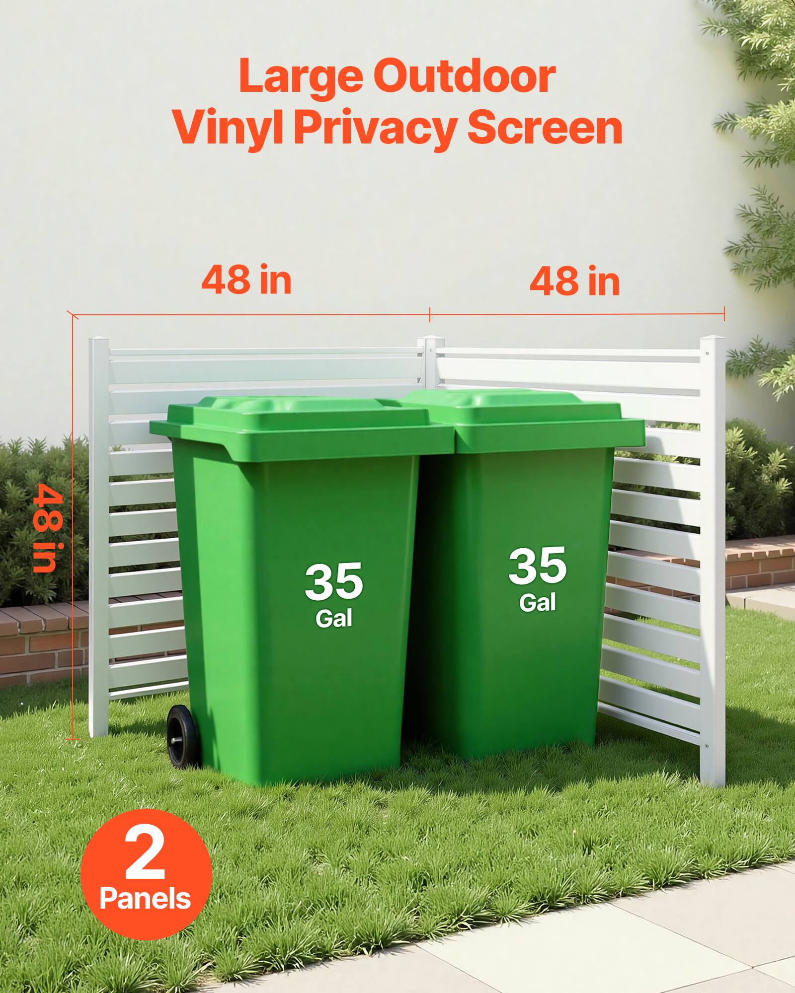 Large Outdoor Vinyl Privacy Screen  
48 in x 48 in  
35 Gal  
2 Panels