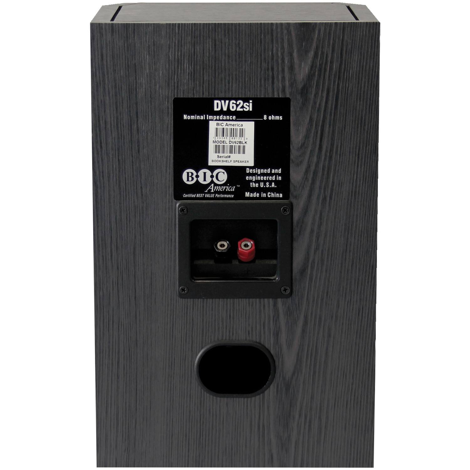 DV62si  
Nominal Impedance 8 ohms  
BIC America  
MODEL DV62BLK  
Designed and engineered in the U.S.A.  
Made in China  

BIC America  
Certified BEST VALUE Performance