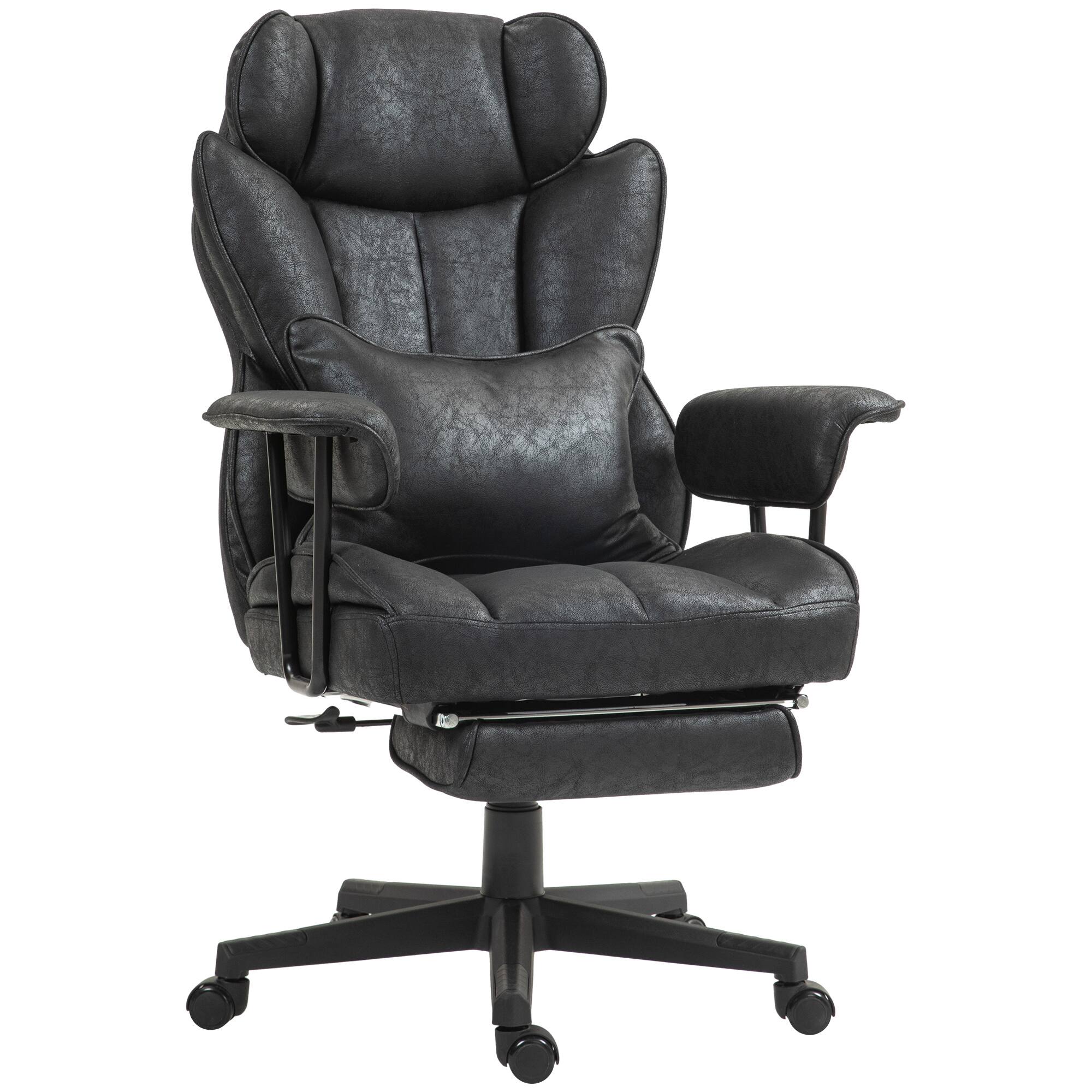 Front. Homcom - Executive Office Chair, 400LBS Big and Tall Office Chair with Foot Rest, Microfiber Computer Desk Chair - Black.