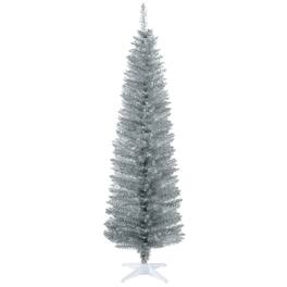 BreeBe - 6 ft Artificial Pencil Christmas Tree - Silver