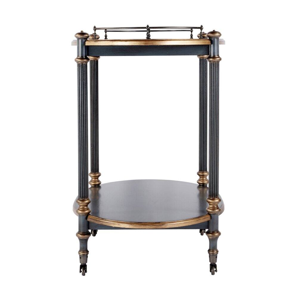 Angle. Butler Specialty - 31 in. W Rectangular Wood 2 Tier Bar/Serving Cart on Casters - Pastel Blue.