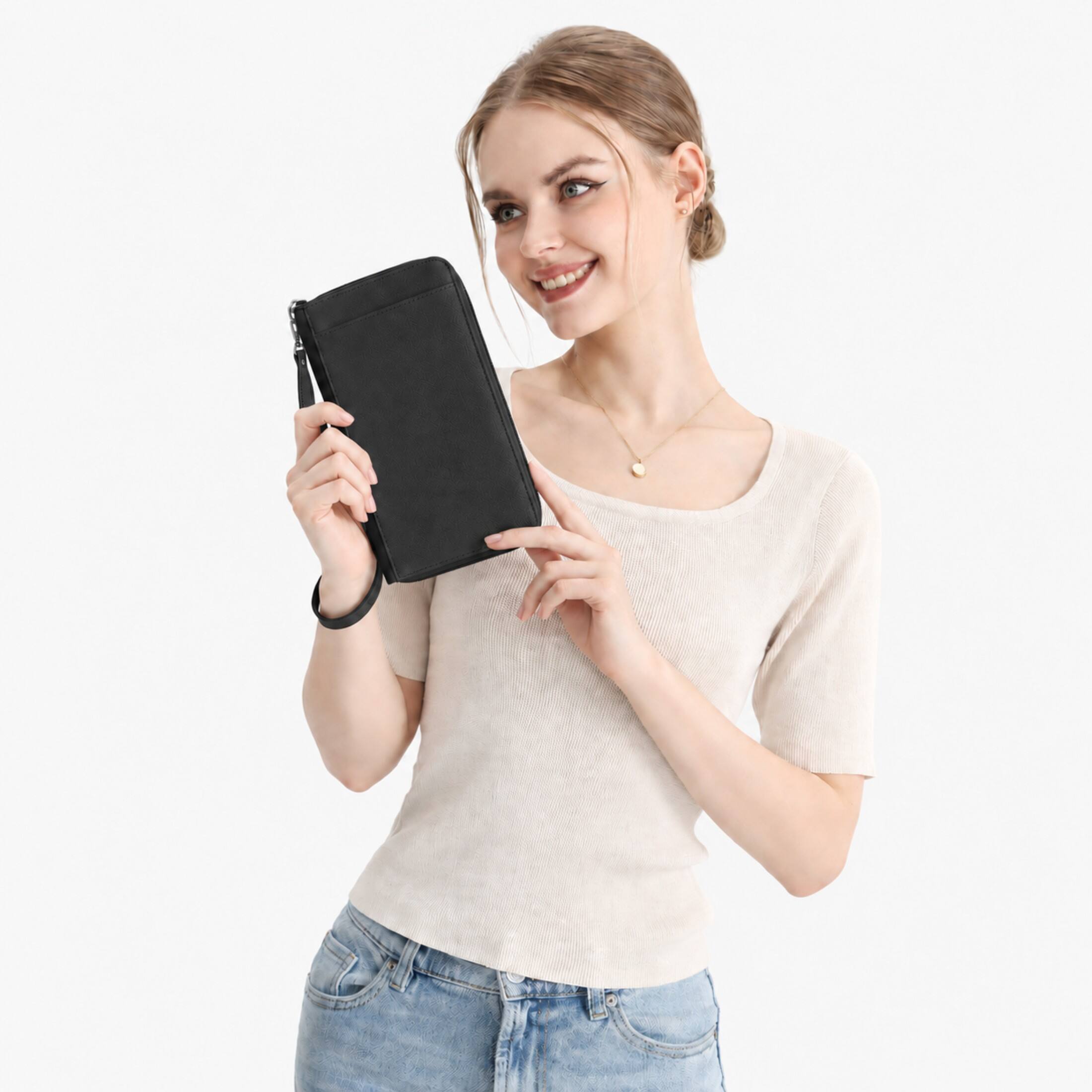 Left. Hynes Eagle - Luxe RFID Travel Passport Wallet - Jet Black.