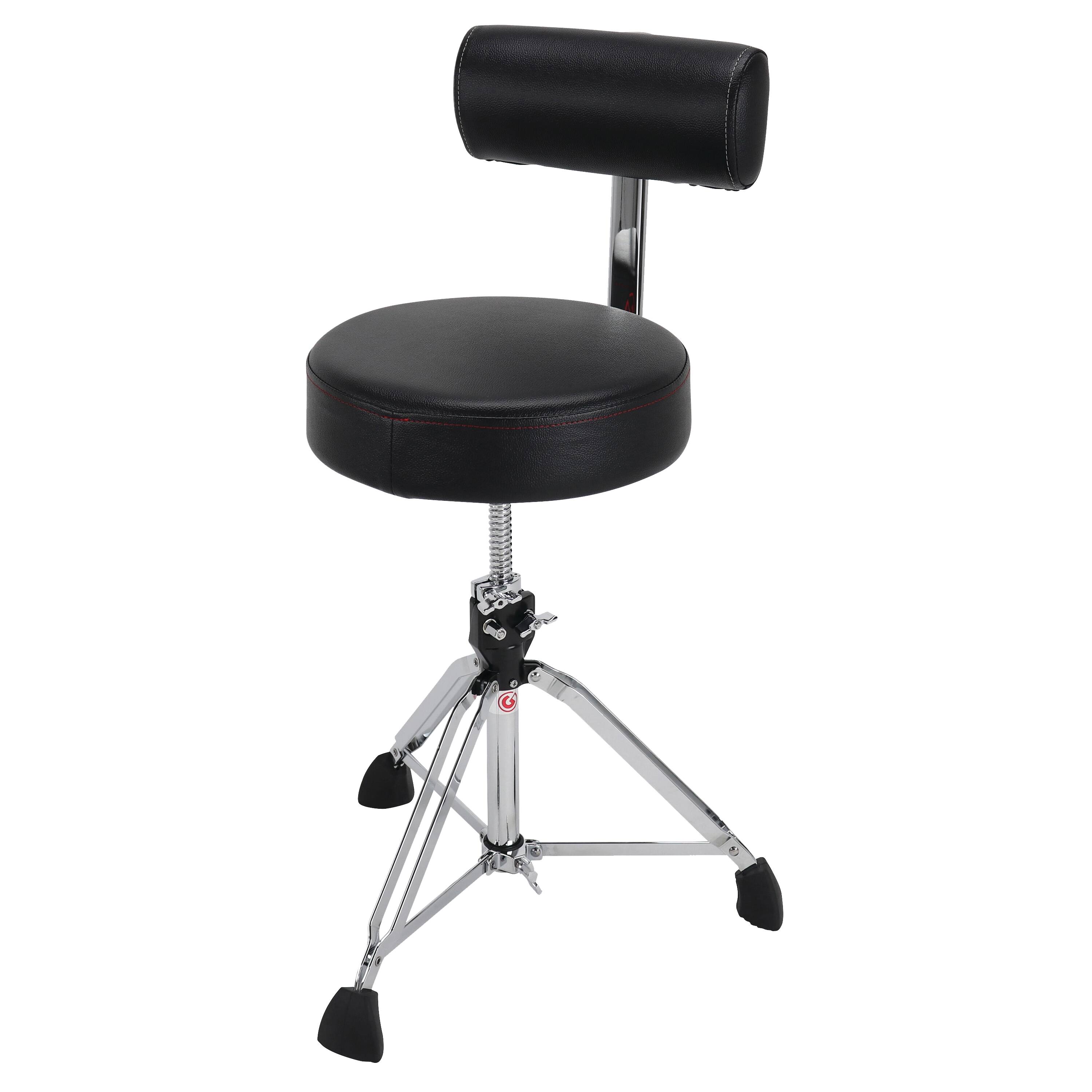 Front. Gibraltar Hardware - Round Drum Throne, 15" Memory Foam Seat Cushion at 4" Thick, Spindle Height Adjustment with Memory Lock.
