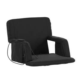 Emma + Oliver - Extra Wide Foldable Reclining Heated Stadium Chair with Backpack Straps - Black