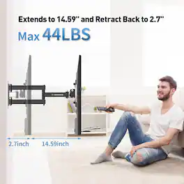 GTPlayer - Full Motion TV Wall Mount for Most 13-42 inch LED LCD Flat Screen TVs & Monitors Max VESA 200x200mm - Black