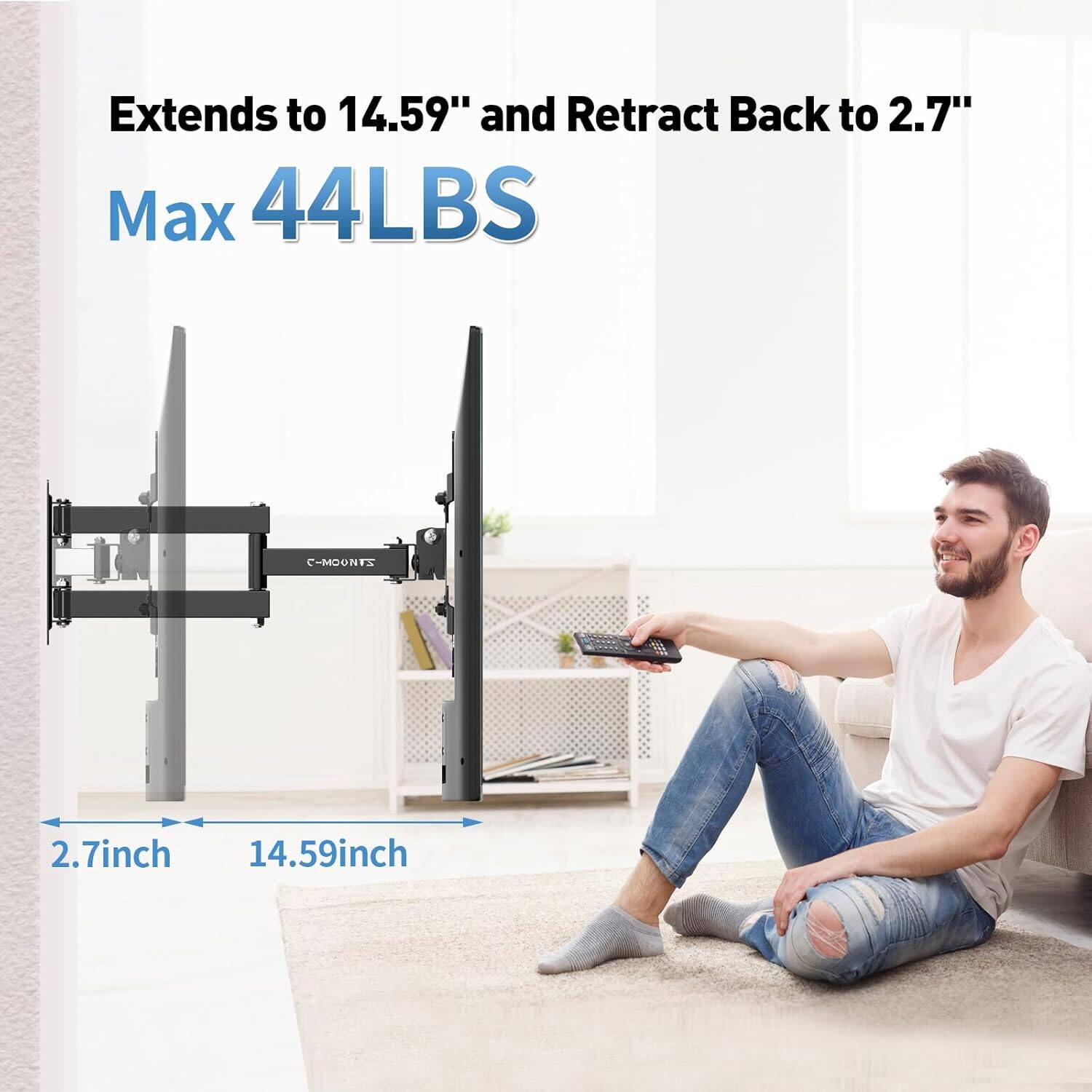 Extends to 14.59" and Retract Back to 2.7"  
Max 44LBS  
C-MOONTZ  
2.7inch 14.59inch