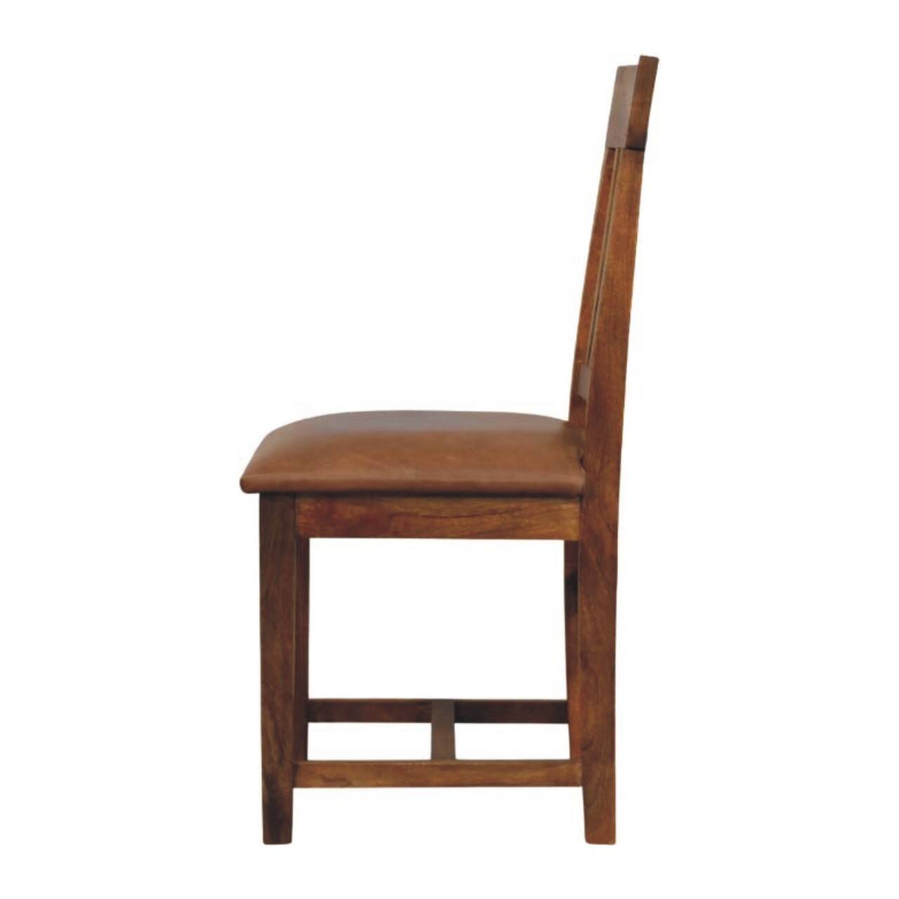 Alt View 4. Artisan Furniture - Leather Slatted Dining Chair, Brown - Brown.