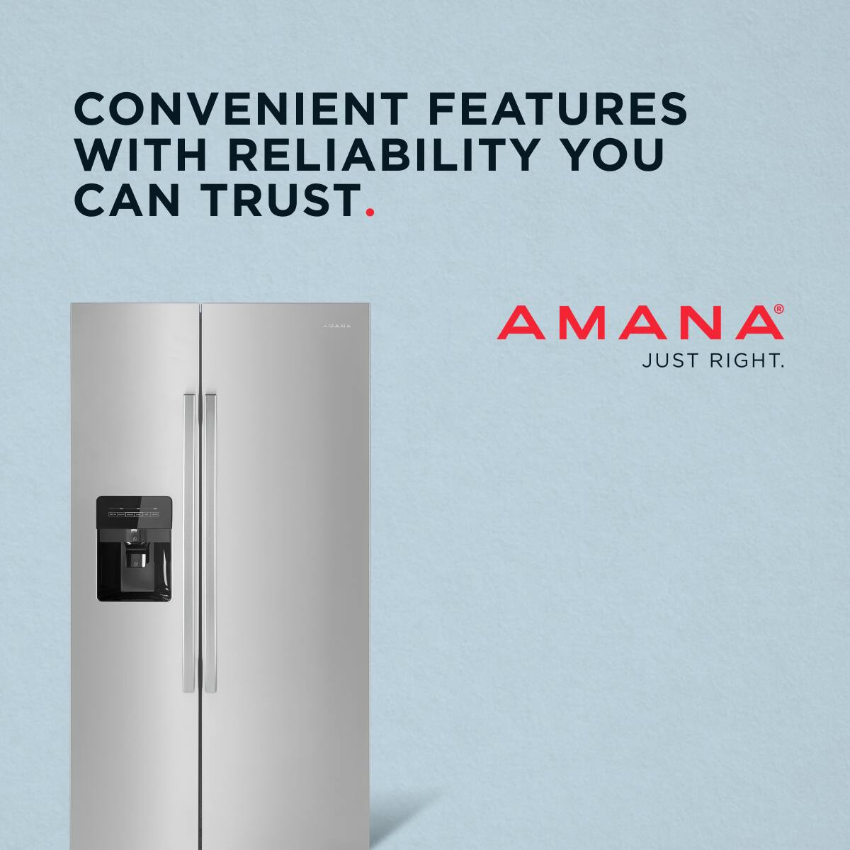 CONVENIENT FEATURES WITH RELIABILITY YOU CAN TRUST.

AMANA
JUST RIGHT.