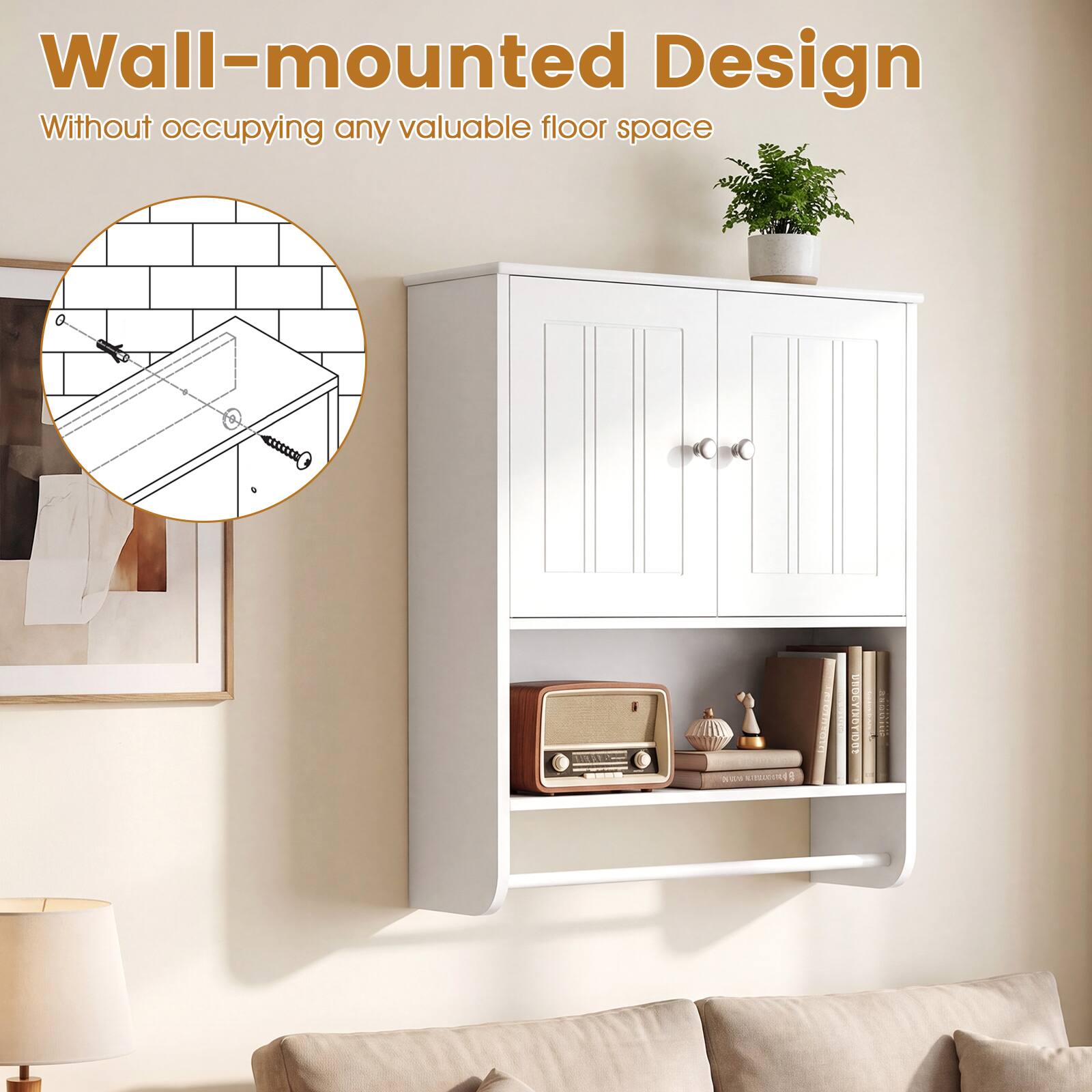 Wall-mounted Design Without occupying any valuable floor space