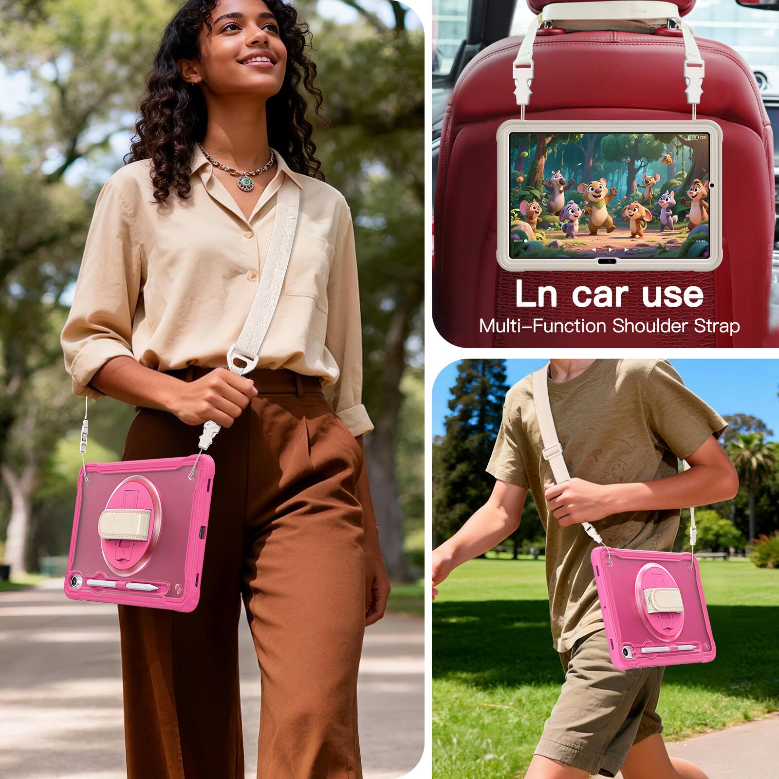 In car use  
Multi-Function Shoulder Strap