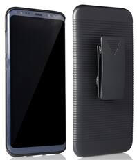 Front. Nakedcellphone - Case and Belt Clip Holster for Samsung Galaxy S8 Plus - Black.