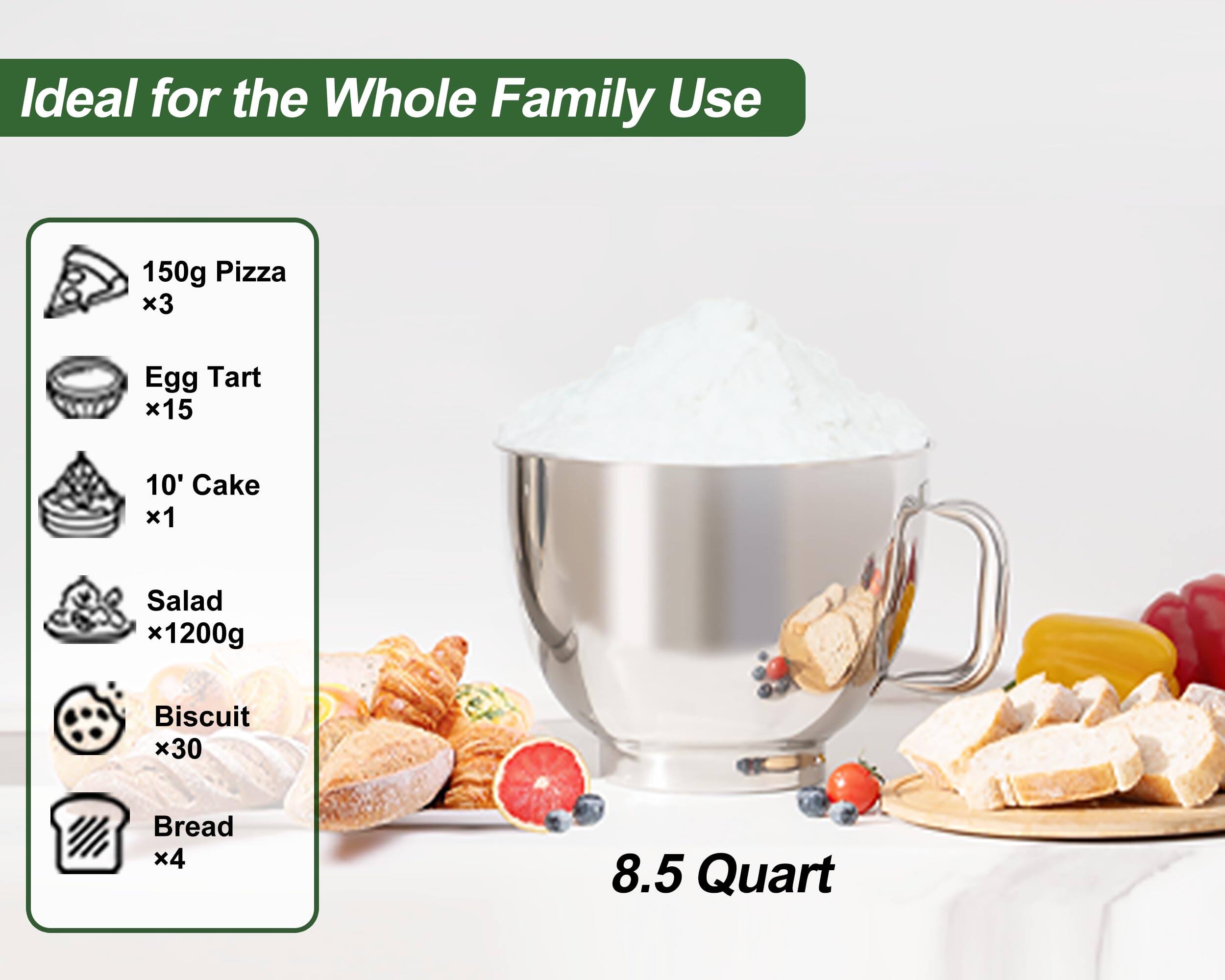 Ideal for the Whole Family Use

- 150g Pizza x3
- Egg Tart x15
- 10' Cake x1
- Salad x1200g
- Biscuit x30
- Bread x4

8.5 Quart
