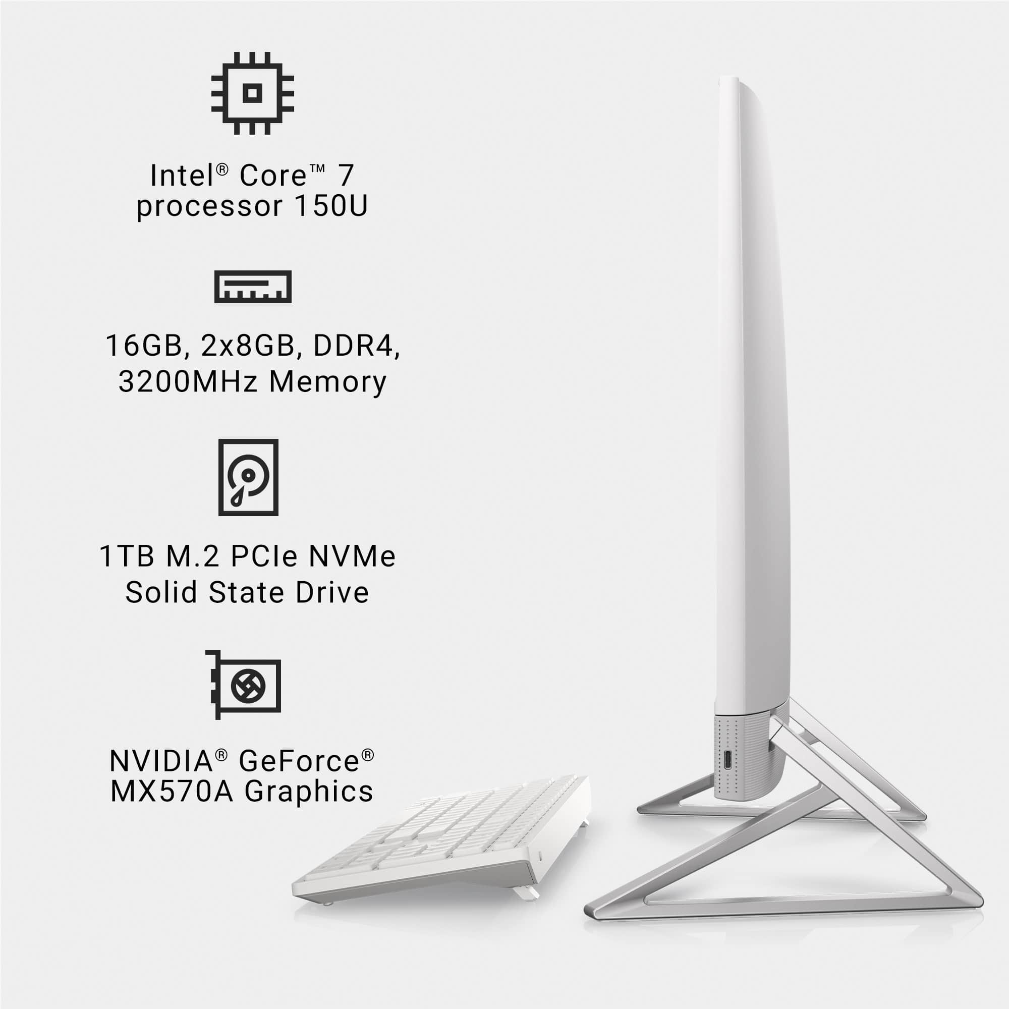 TM Intel Core i7 processor 150U 16GB, 2x8GB, DDR4, 3200MHz Memory 1TB M.2 PCle NVMe Solid State Drive NVIDIA GeForce MX570A Graphics