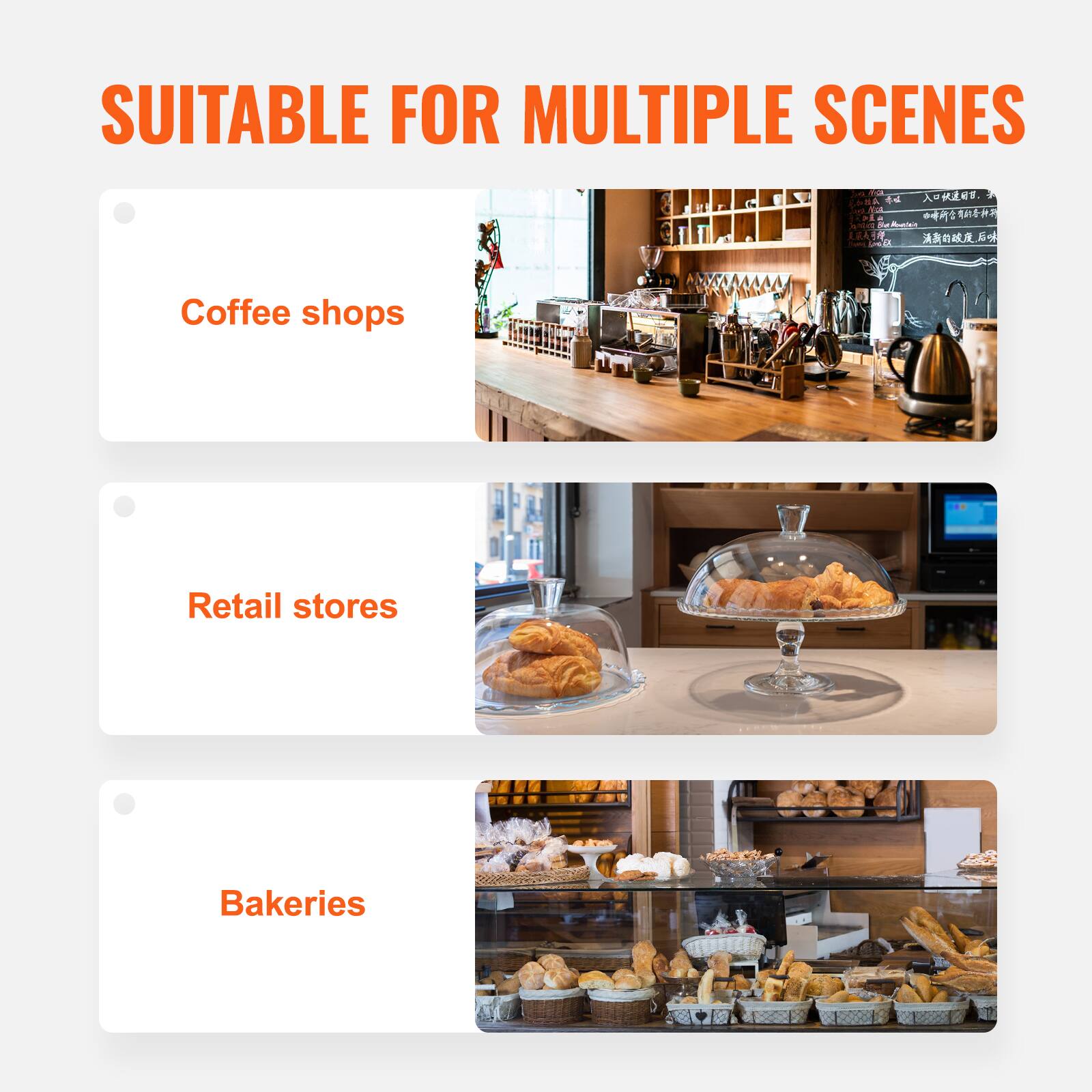 SUITABLE FOR MULTIPLE SCENES

- Coffee shops
- Retail stores
- Bakeries