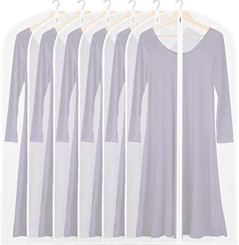 DORLUKFU - Simple Houseware 50-Inch Clear Garment Bags with Zipper for Suits, Dresses, Costumes, Uniforms - 6 Pack - ‎Translucent
