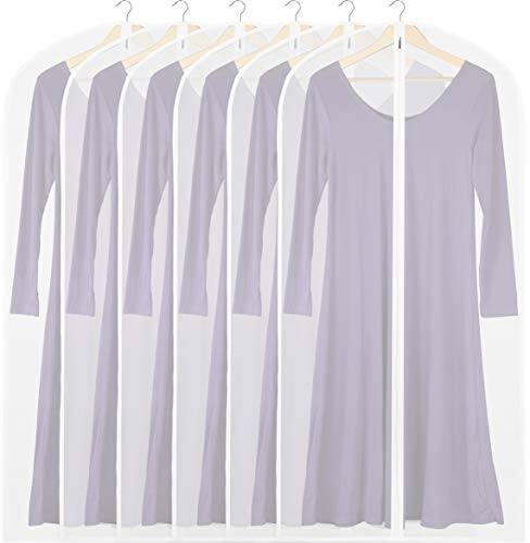 Front. Vulpecula Spade - Simple Houseware 50-Inch Clear Garment Bags with Zipper for Suits, Dresses, Costumes, Uniforms - 6 Pack - ‎Translucent.