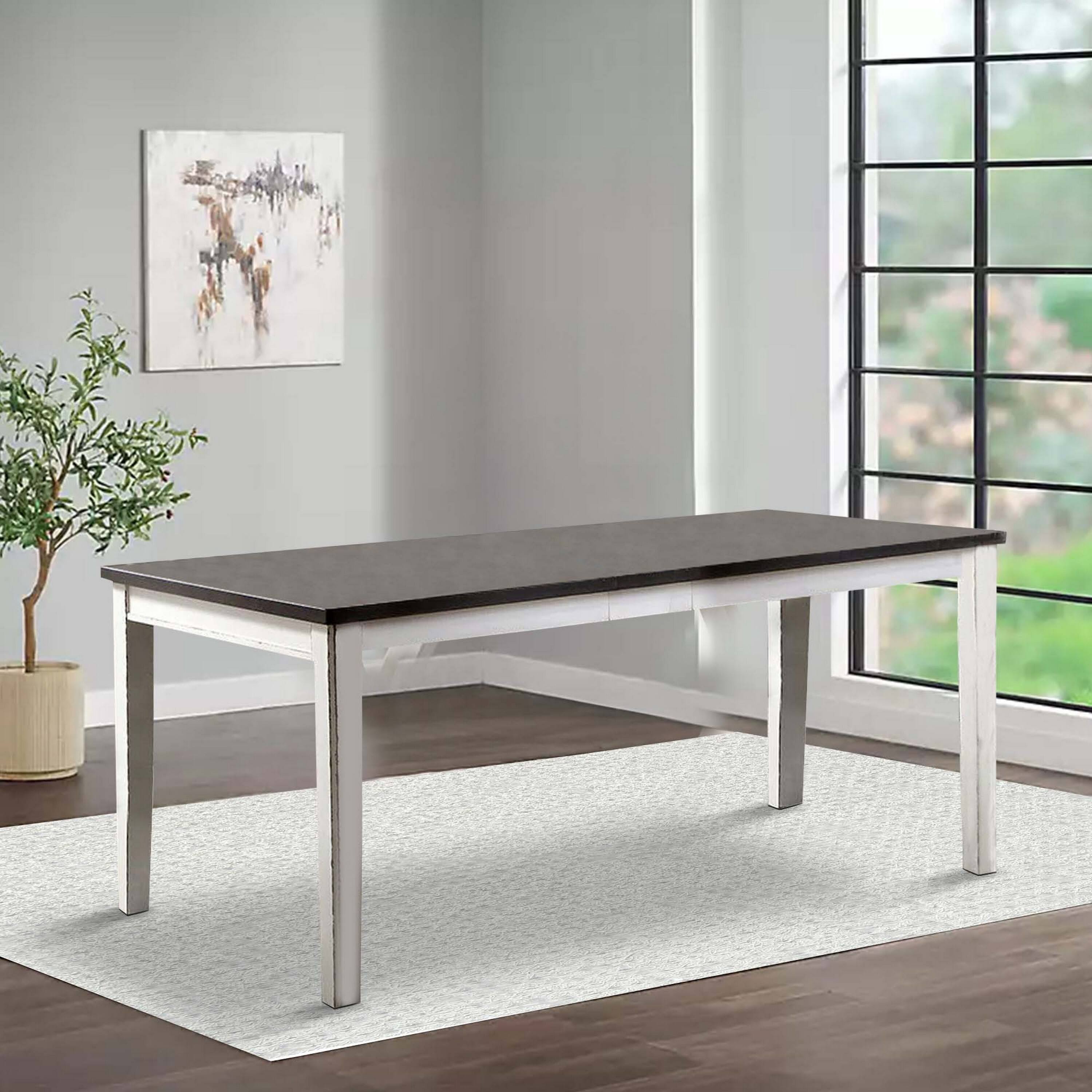 Alt View 5. Manhattan Lane - Ben 60-78 Inch Extendable Rectangular Dining Table, Brown Top, White Base - White, Brown.