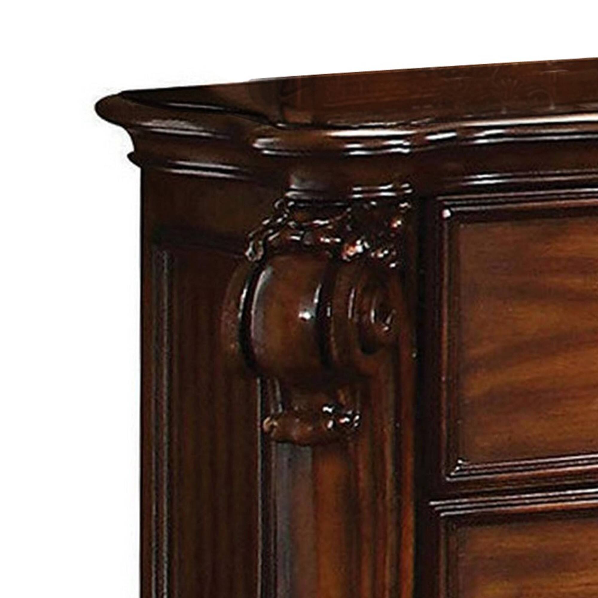 Angle. Manhattan Lane - Traditional Style Wooden Nightstand with Two Drawers - Brown.