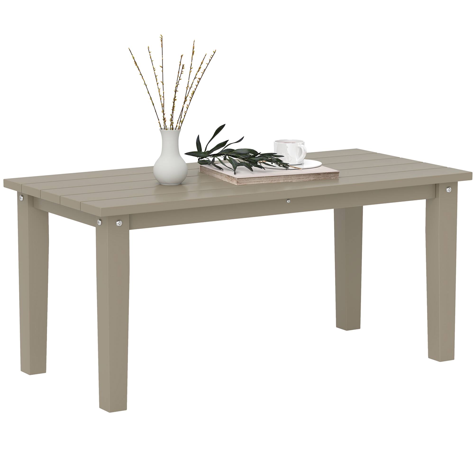 Outsunny - HDPE Outdoor Coffee Table, All-Weather Rectangle Patio Coffee Table, Plastic Outdoor Patio Table - Brown