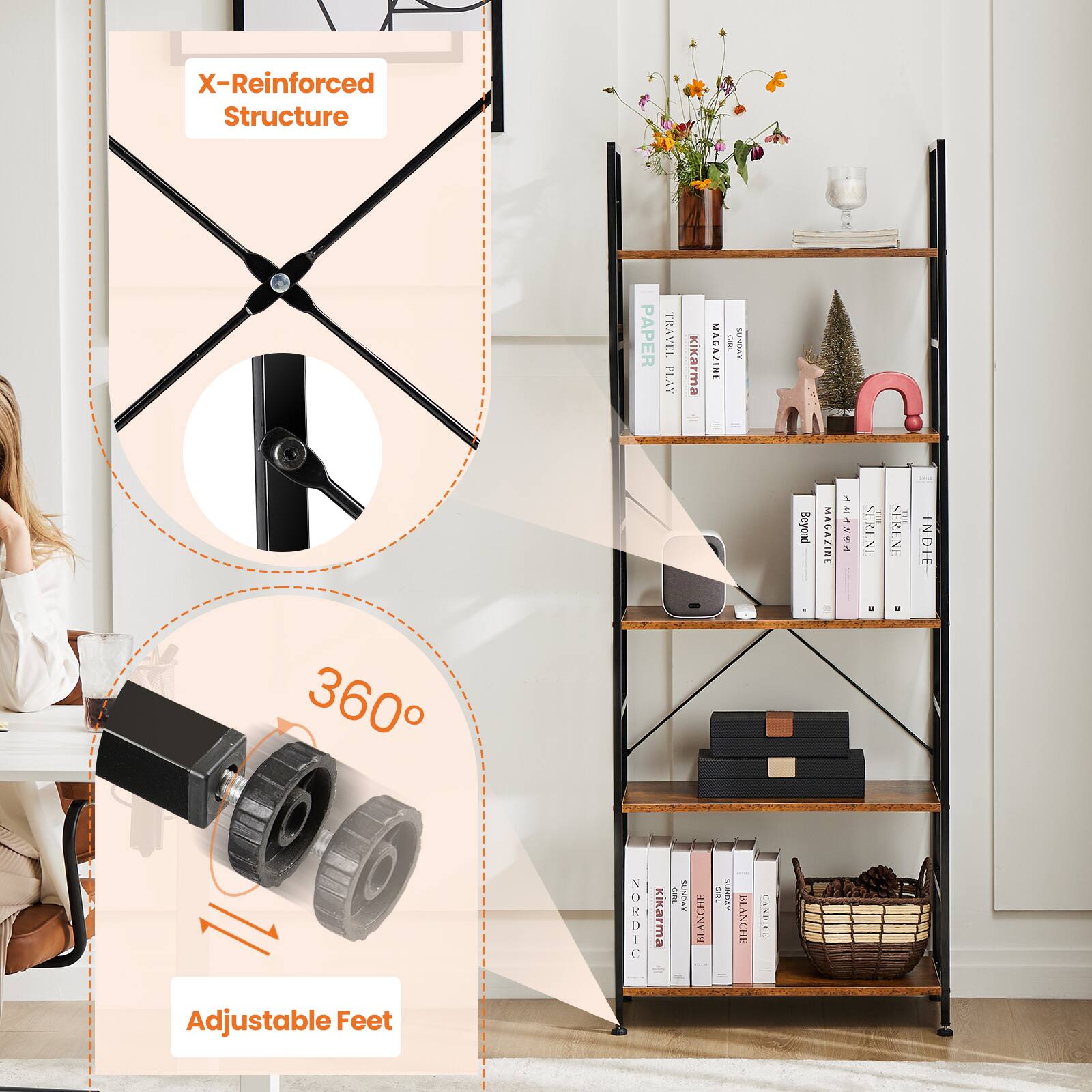 X-Reinforced Structure  
PAPER TRAVEL PLAY  
kikarma MAGAZINE  
i OMAT Beyond MAGAZINE  
I NE SERENE i SERENE IN INDIE  
4 - 360 Adjustable Feet  
NORDIC Kikarma S AnO BLANCHE  
BLANCHE CANDIER