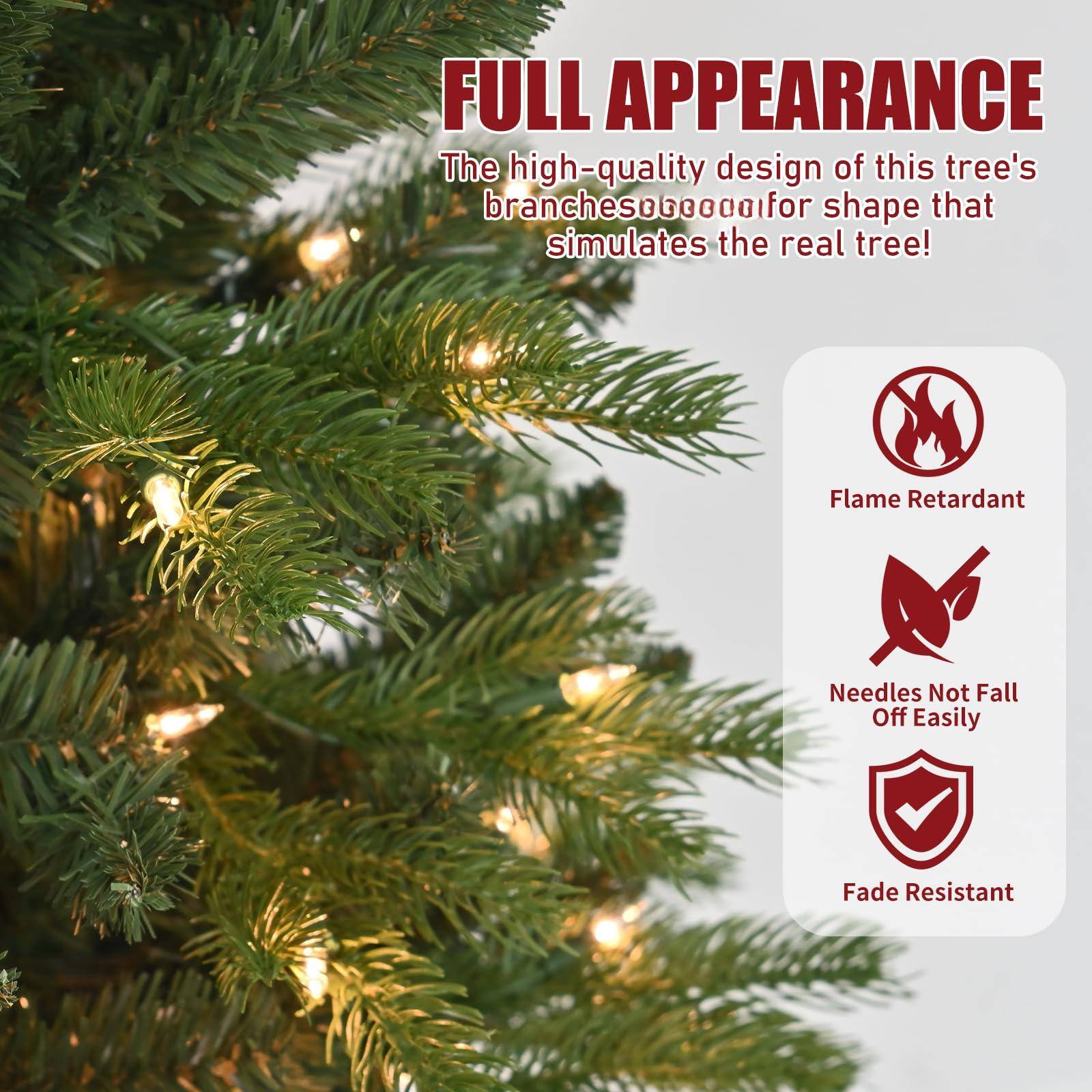 FULL APPEARANCE  
The high-quality design of this tree's branches for shape that simulates the real tree!  

- Flame Retardant  
- Needles Not Fall Off Easily  
- Fade Resistant