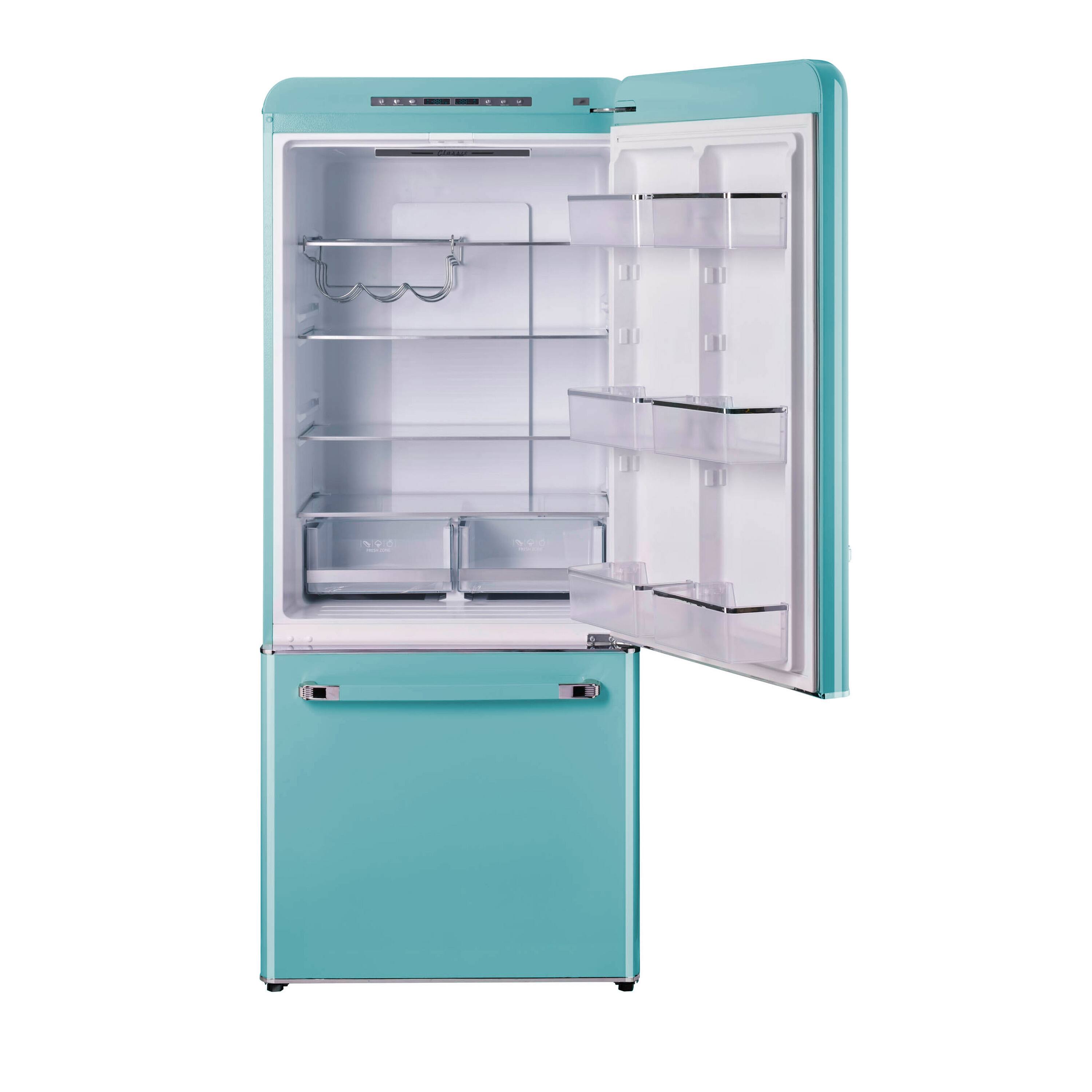 Alt View 1. Unique Appliances - 30 in. Wide Classic Retro 30 in 17.7 cu. ft. Frost Free Retro Bottom Freezer Refrigerator - Ocean Mist Turquoise.