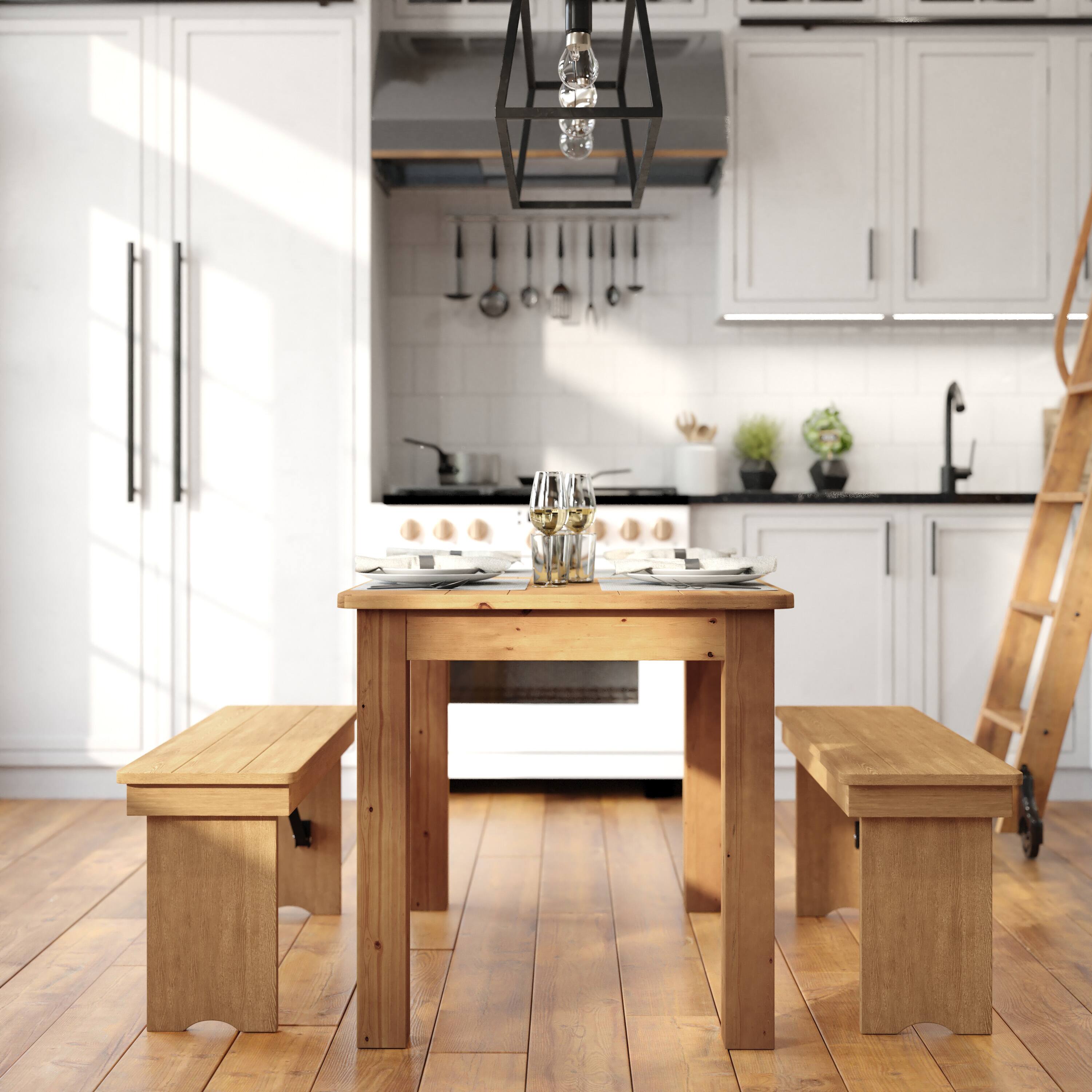 Alt View 3. Flash Furniture - HERCULES 46" x 30" Rectangular Antique Rustic Light Natural Solid Pine Farm Dining Table - Natural.