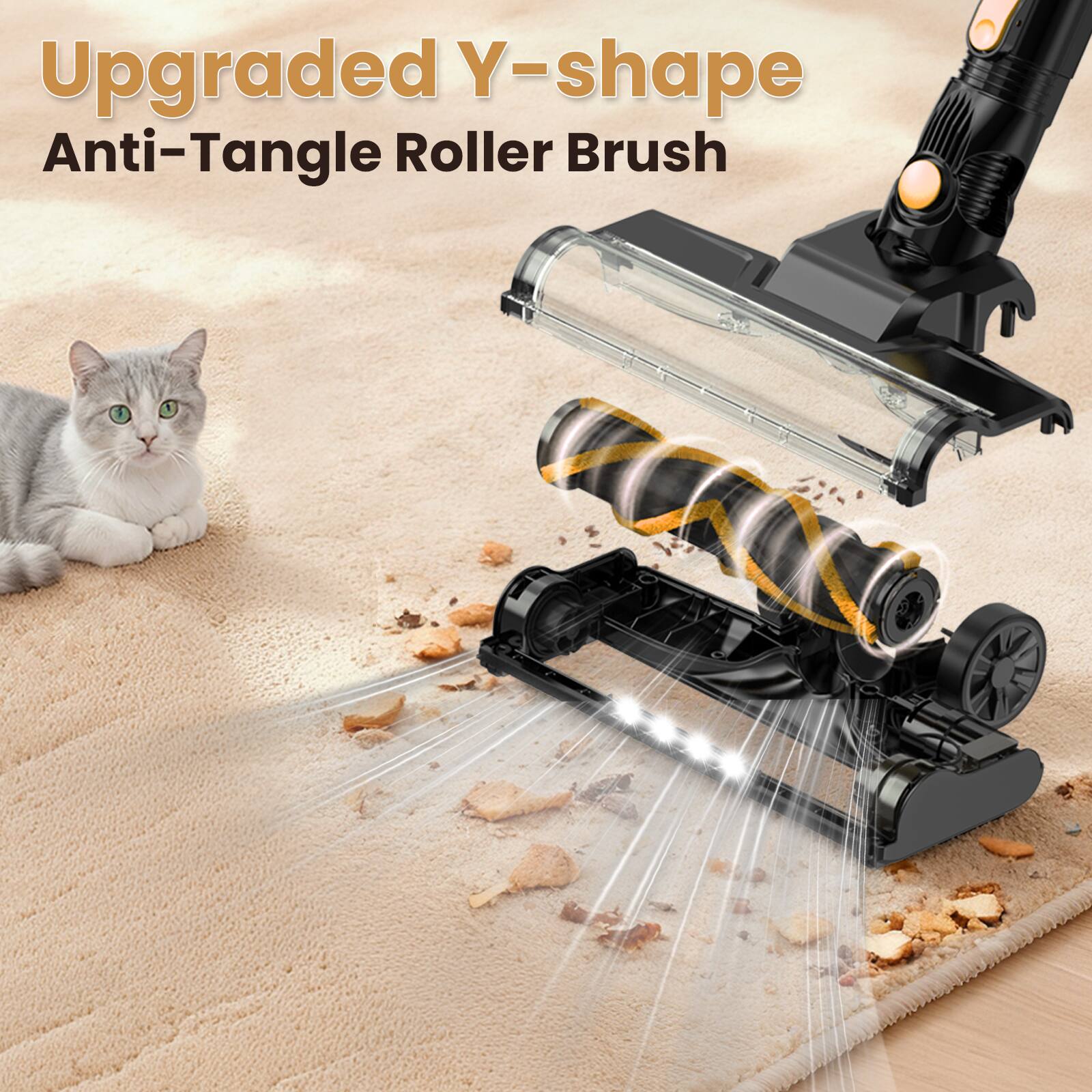 Upgraded Y-shape Anti-Tangle Roller Brush