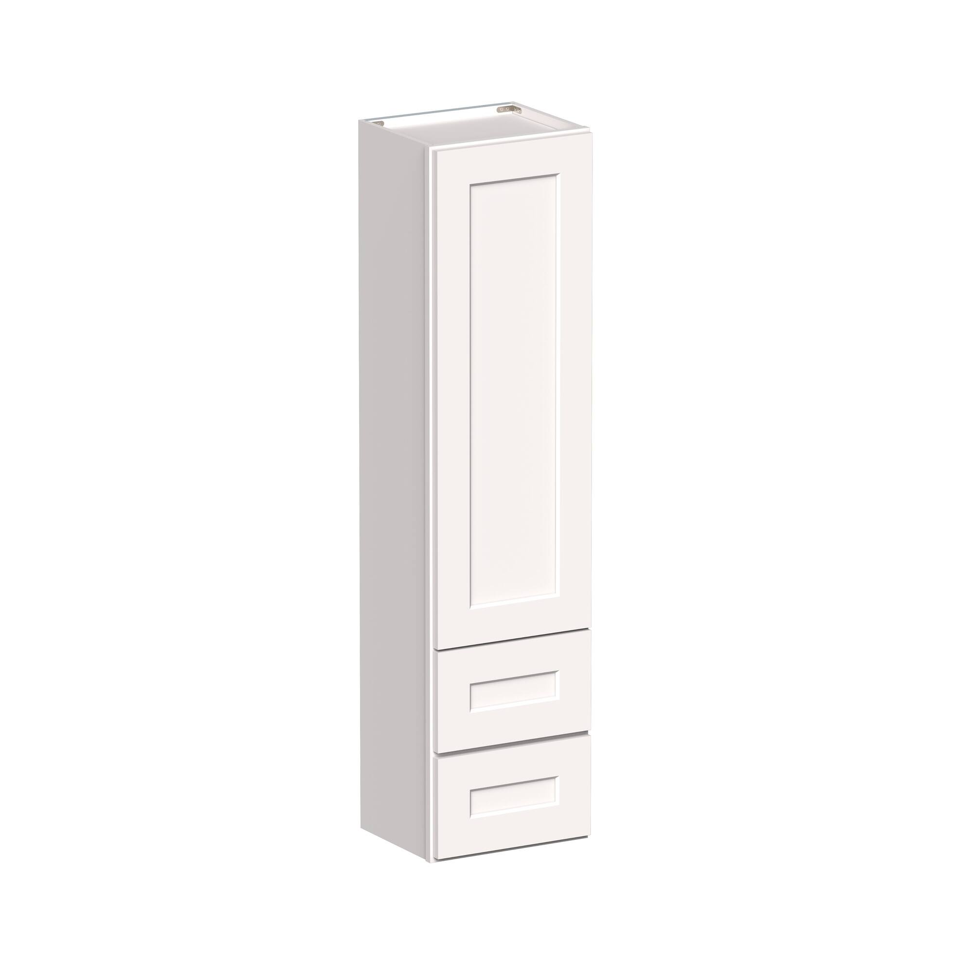 Angle. Boyel Living - 15-in W x 60-in H x 12-in D Shaker RTA Kitchen Counter Linen Cabinet - White Shaker.