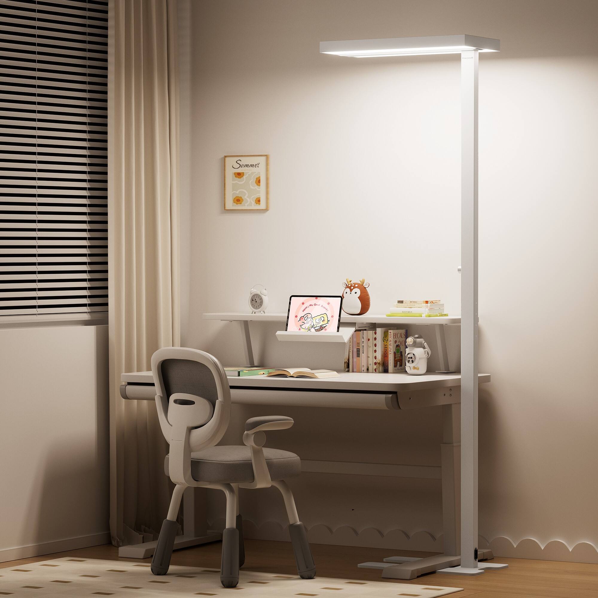 Angle. Honeywell - Honeywell LED Reading Floor Lamp Modern - 02E Sunturalux Eye Caring Standing Light, 6000LM  Natural Daylight Dimmable - White.