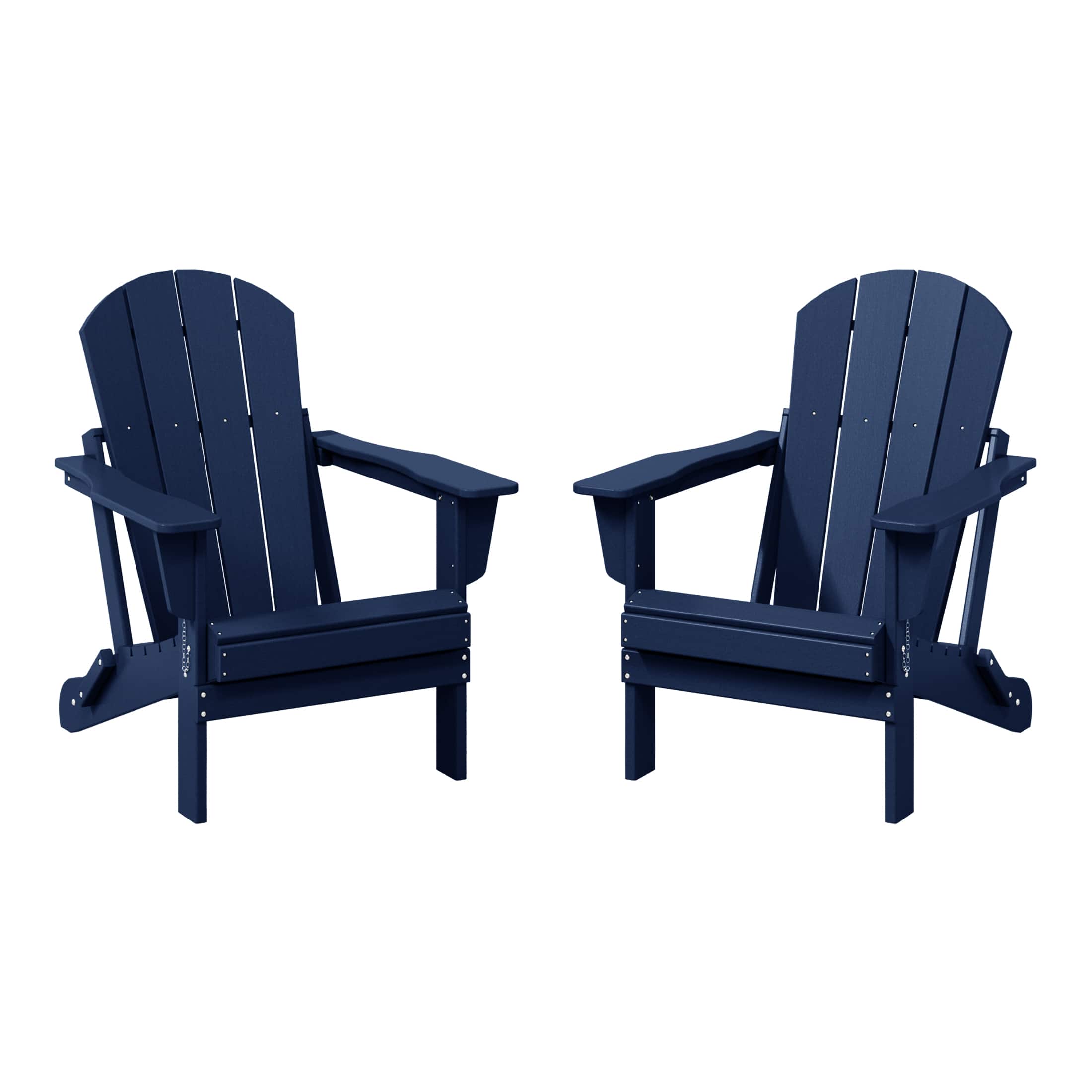 WestinTrends - Malibu Outdoor HDPE Folding Poly Adirondack Chairs (Set of 2) - Navy Blue