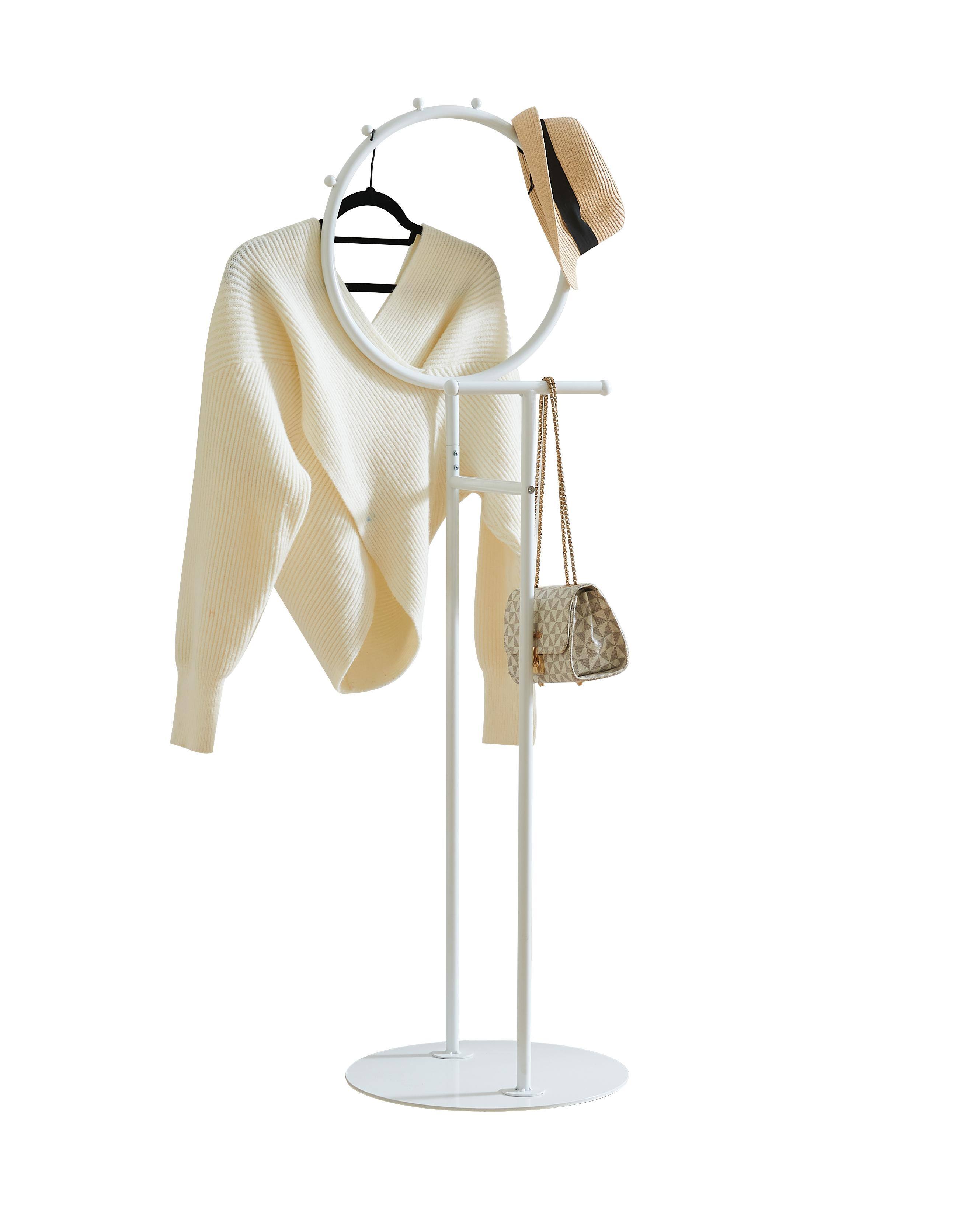 Alt View 1. Kings Brand Furniture - Kings Brand Furniture Cheska Suit Valet Stand with Circular Frame - White.