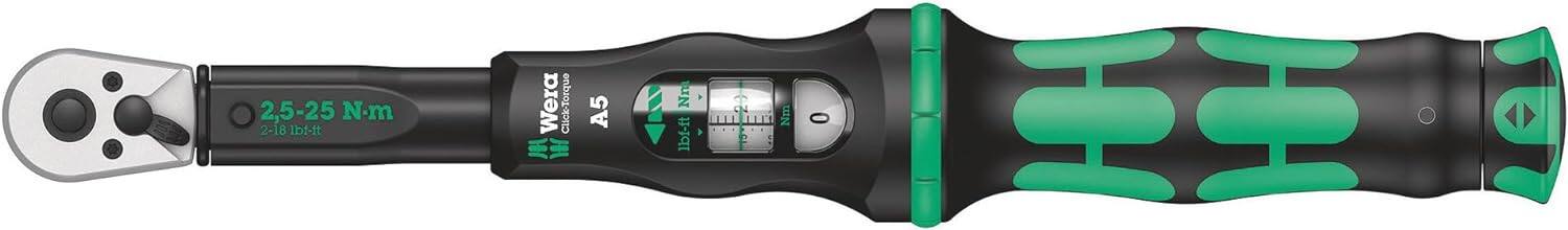 2.5-25 N.m  
2-18 lbf-ft  
Wera Click-Torque A5