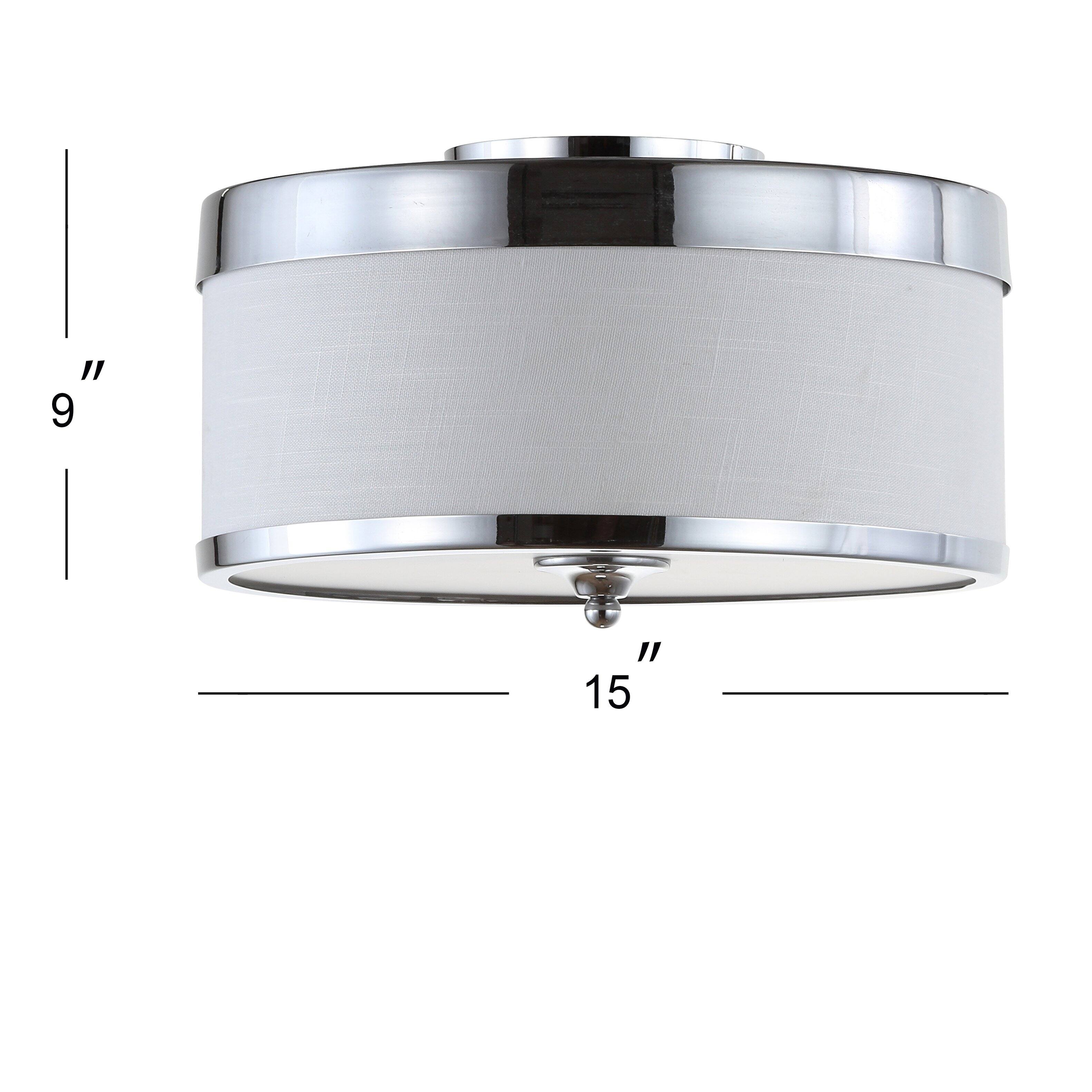 Alt View 2. Jonathan Y - David 15" Metal LED Flush Mount, Chrome/White - Chrome.