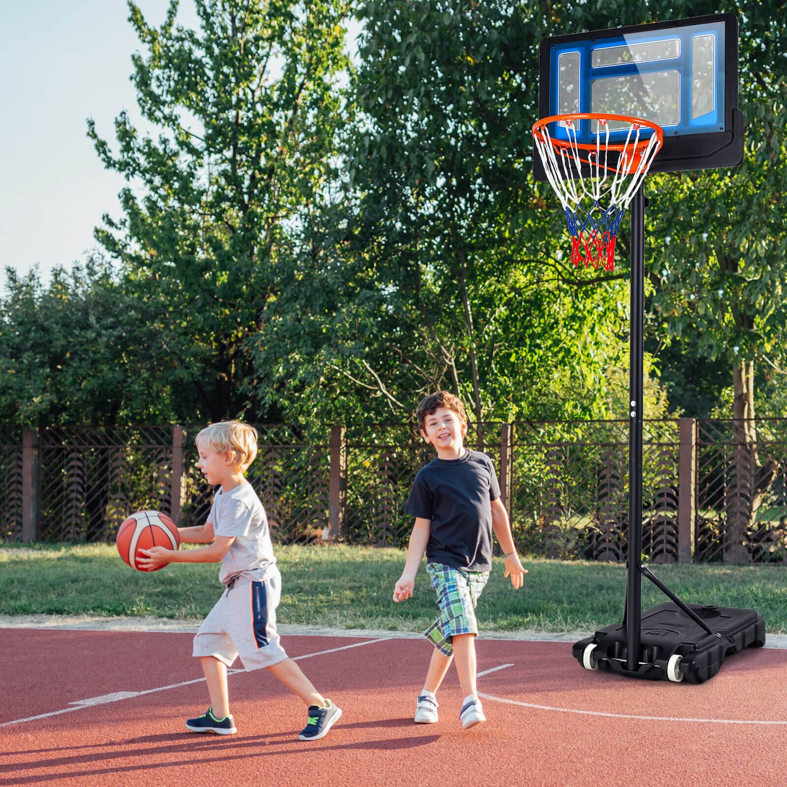 Alt View 3. Costway - Costway Kids Basketball Hoop Portable Backboard System with Adjustable Height Ball Storage - Black + Blue.