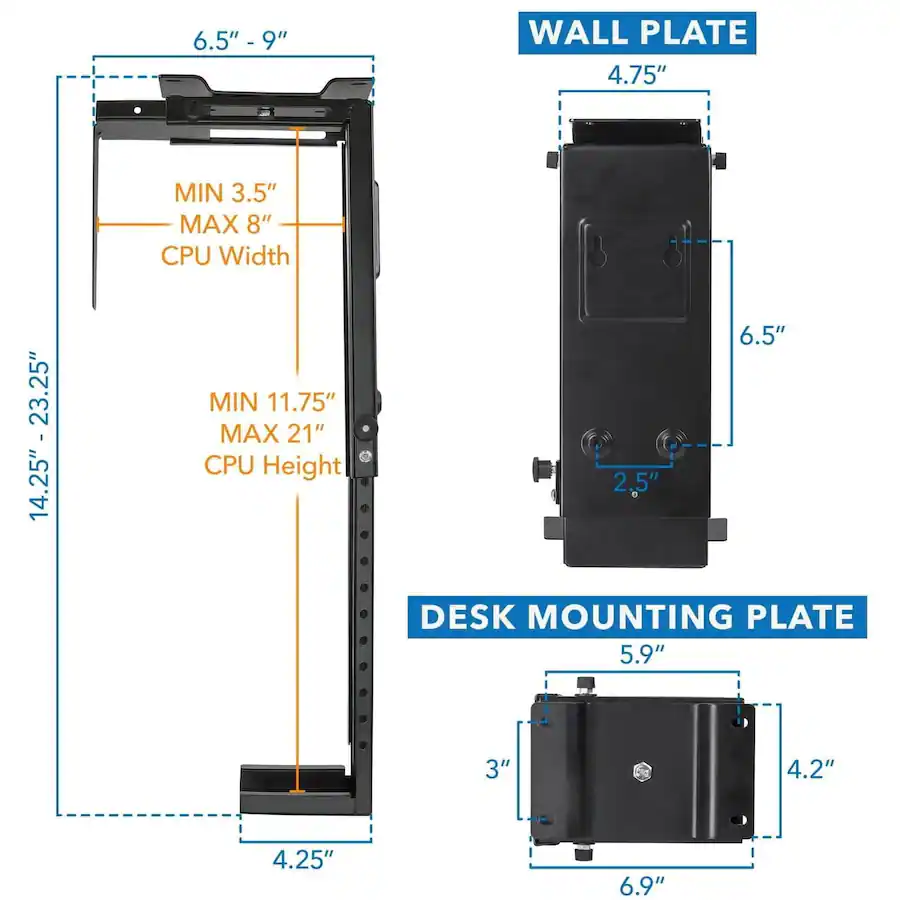 Computer Column Mount Mount It! Under Desk Mount Computer Tower Holder – Adjustable CPU Mount ...