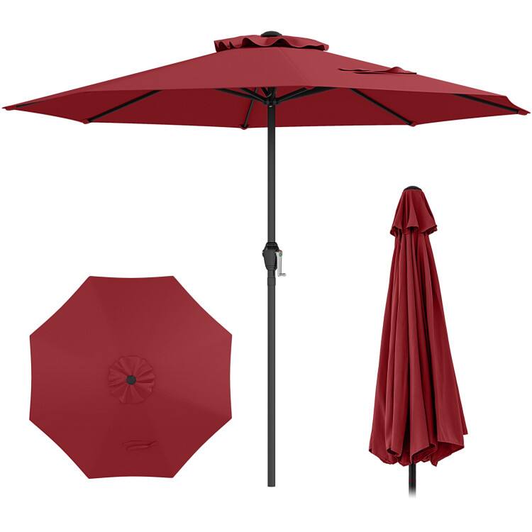 Alt View 4. Mondawe - Outdoor Heavy Duty Market Umbrella with Crank Handle and 8 Sturdy Ribs - Red.