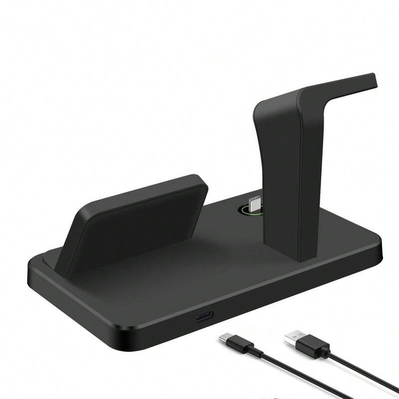 Alt View 4. SKRAN - 3 In 1 Fast Charging Stand - Charging Station For Multiple Devices, Phone, Galaxy Watch, Galaxy Buds, Charger Dock Stand - Black.