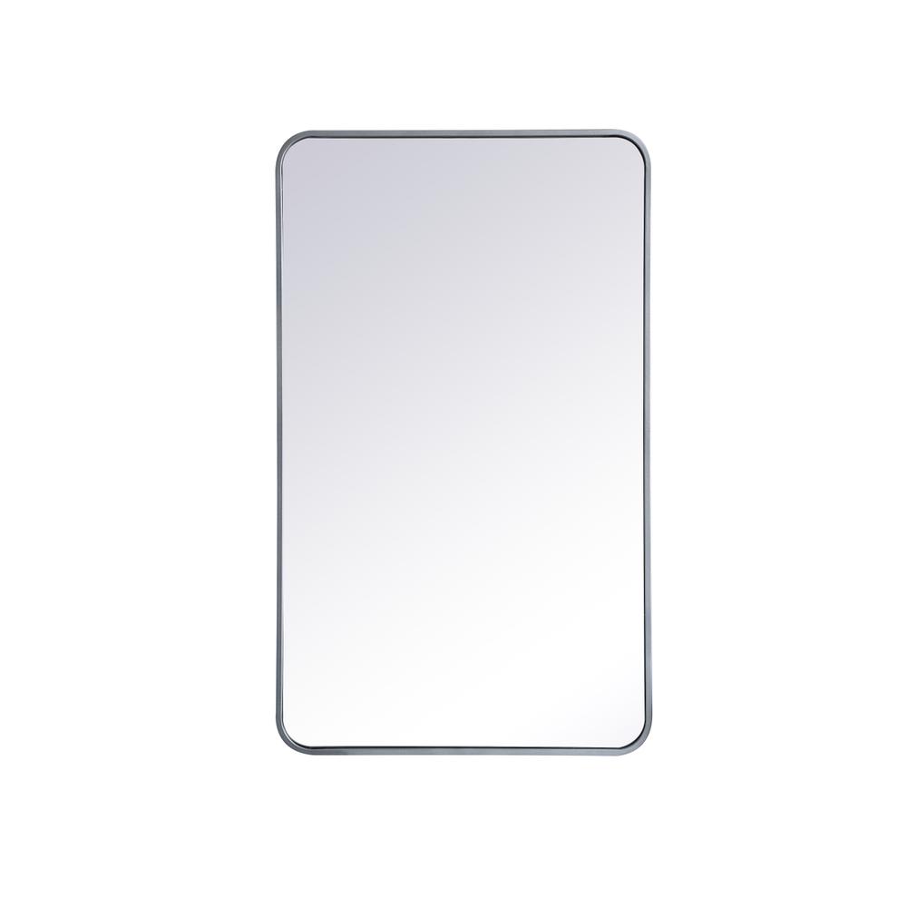 Back. Elegant Decor - Soft corner metal rectangular mirror 24x40 inch in Silver - Silver.