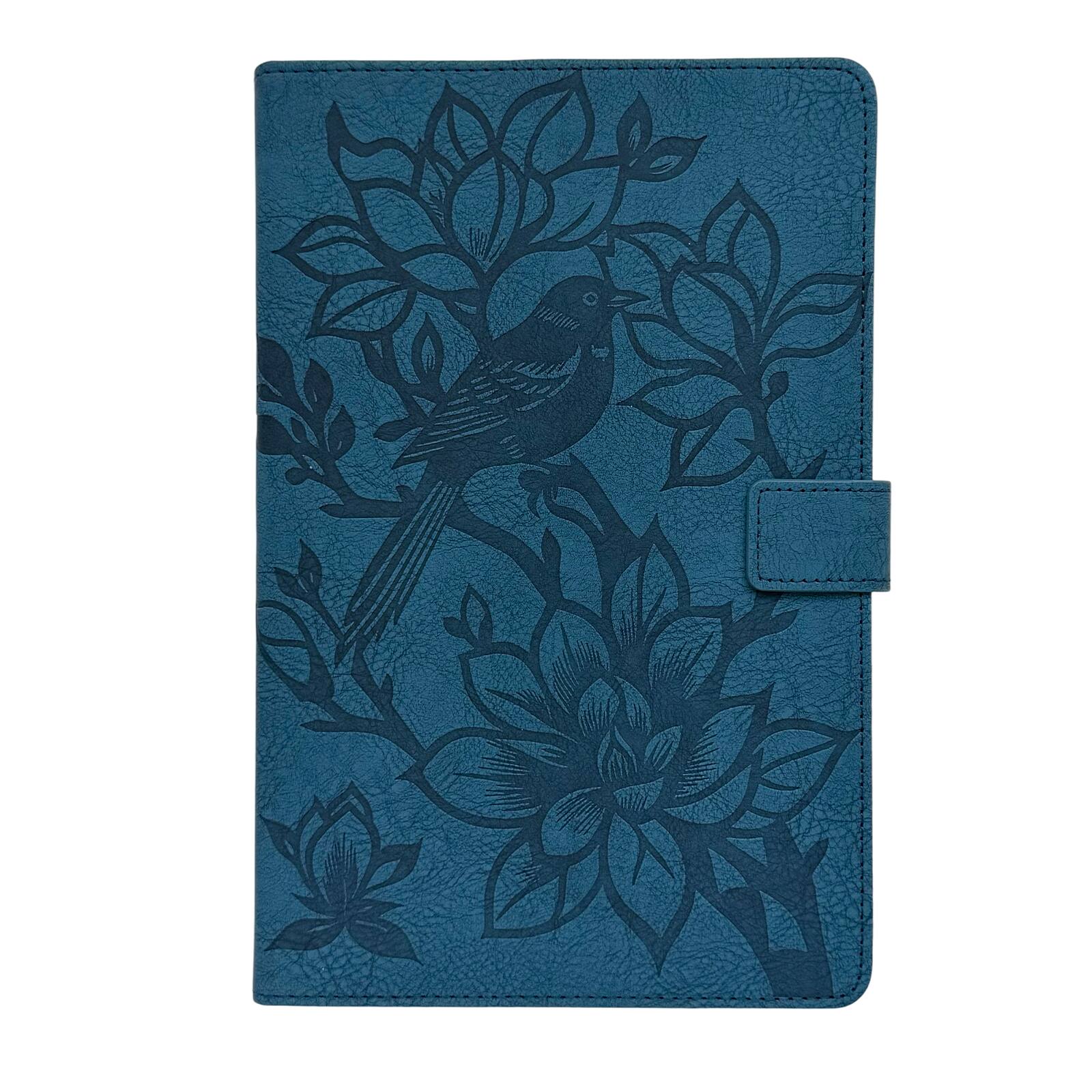 Left. Dteck - Case for Samsung Galaxy Tab S11 (SM-X730)11.0" 2025,Embossed Bird Wallet Folio Stand Cover,Shockproof Faux Leather Shell - Darkblue.