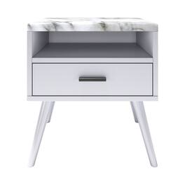 Boyd Sleep - 21.6" Faux Marble Top Marcello Mid Century Nightstand - White