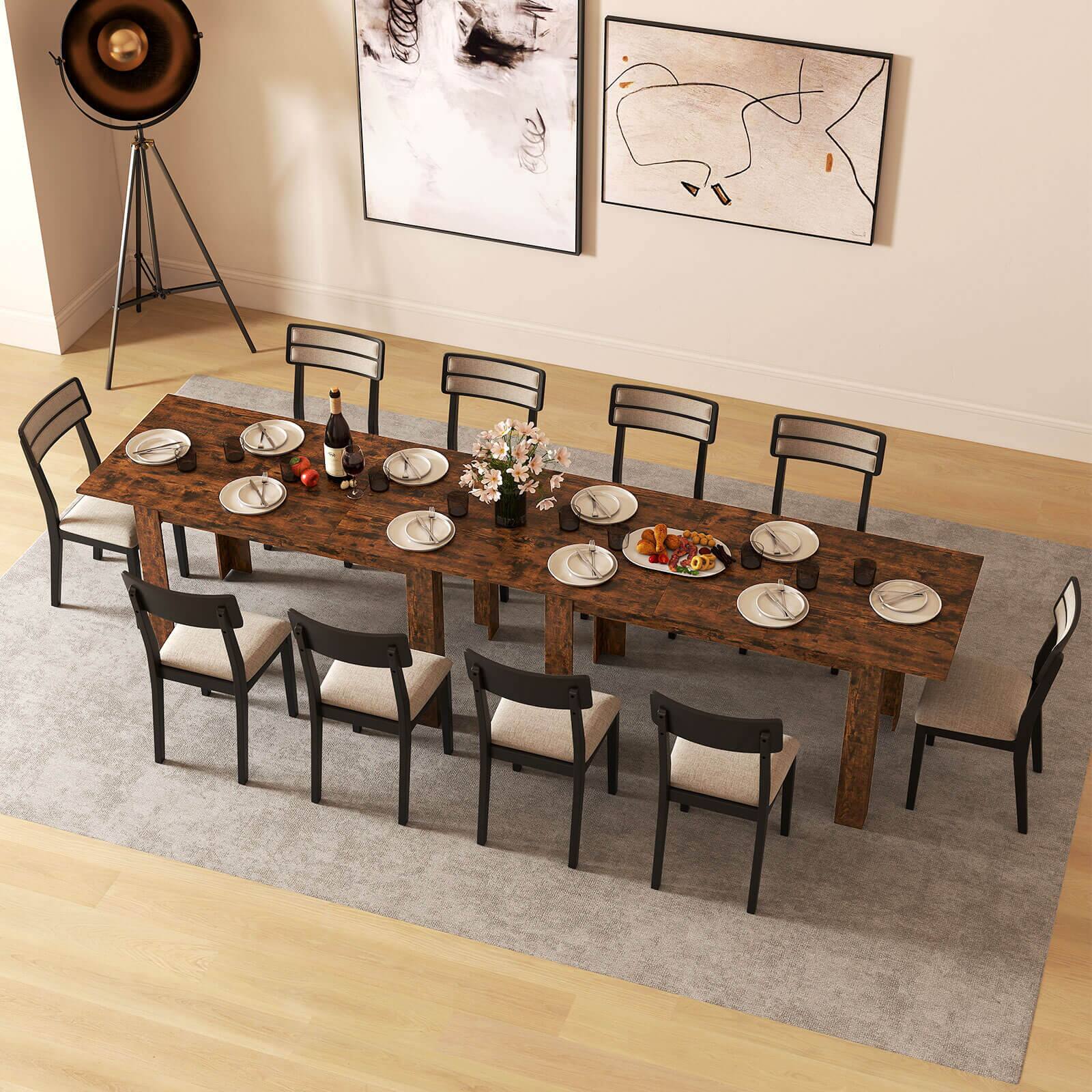 Alt View 5. Costway - Costway 47"-62" Extendable Dining Table for 4-8 People for Dining Room Home Office - Brown.