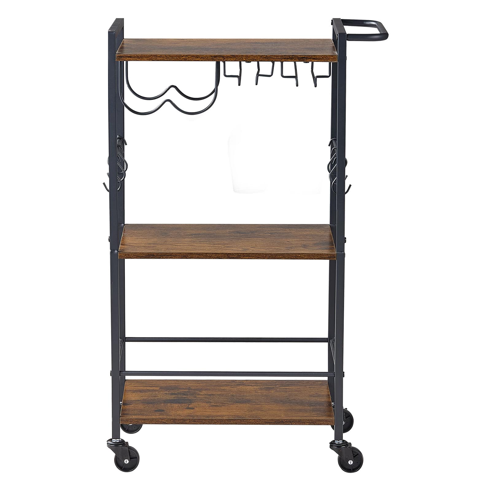 VEVOR - Bar Cart, 3 Tiers Home Kitchen Serving Carts, Industrial Rolling Utility Station on Wheel, Mobile Drink Beverage Shelf - Black + Brown price history on PriceWatchPro