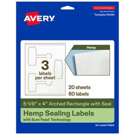 Avery - Avery® Sealing Labels, 5-1/8" x 4", Hemp Paper, 60 Total - White