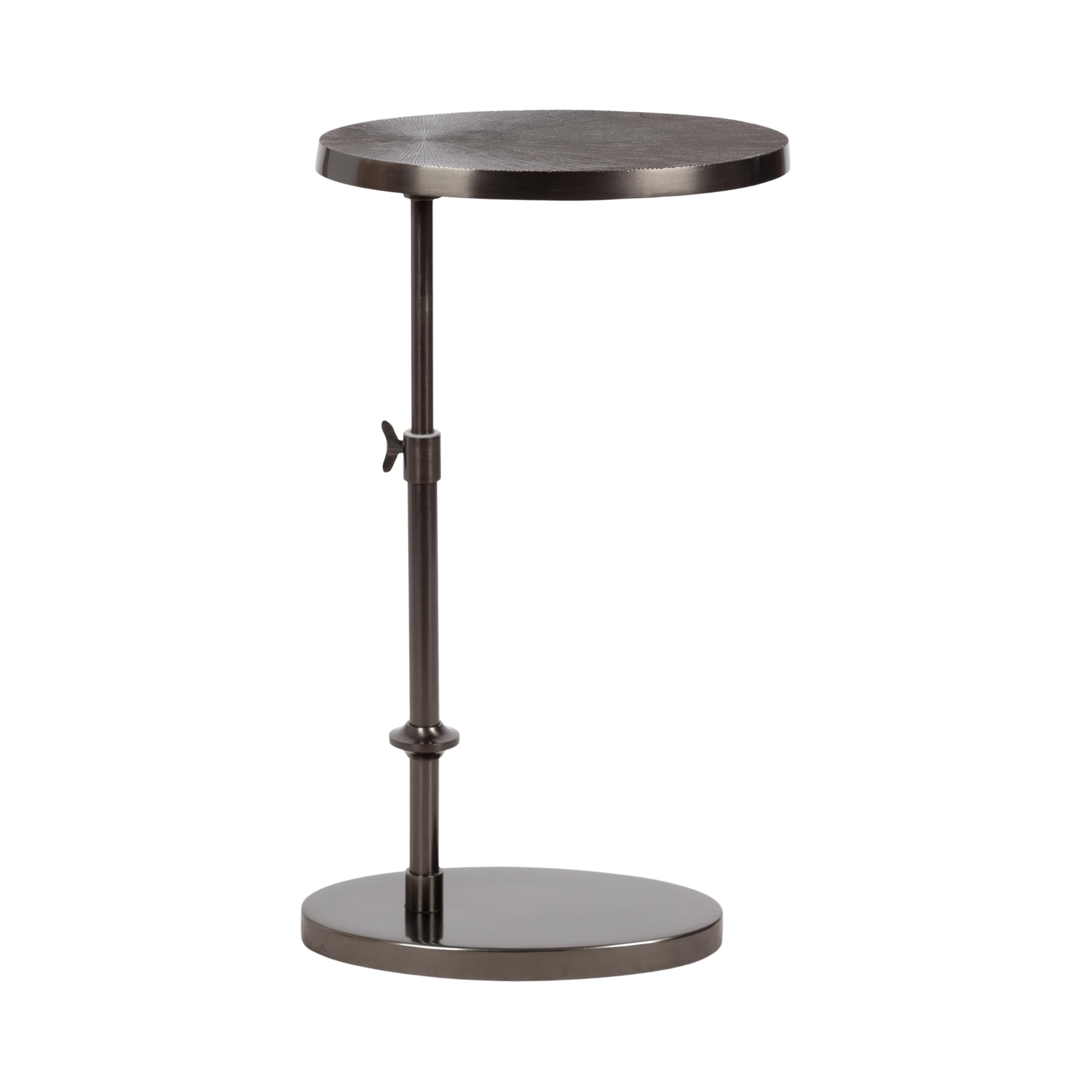 Alt View 5. Fabibe - Engles Traditional Adjustable-height Oval C-table 15 X 10 28 Gray Gunmetal Vintage Round Indoor Metal - Default.