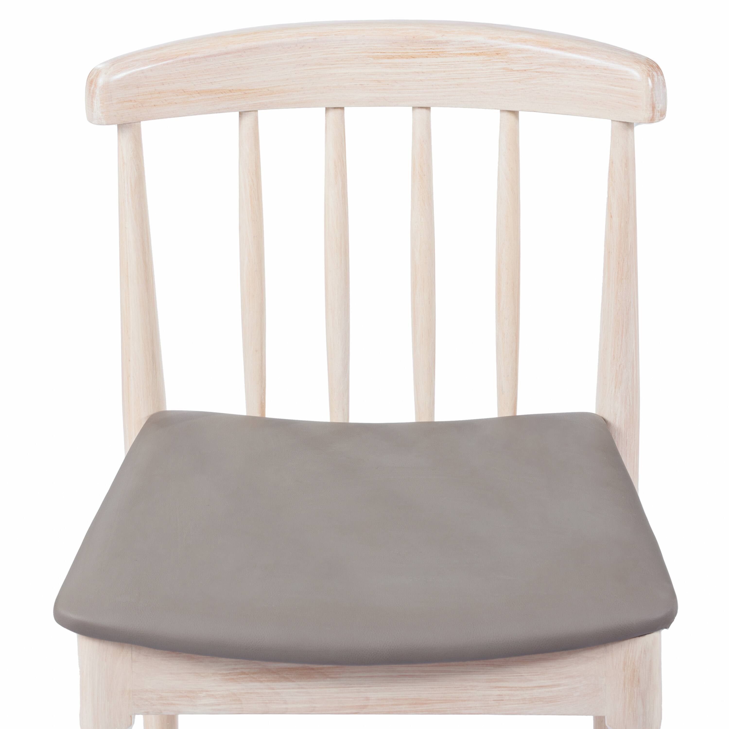 Alt View 9. Emma + Oliver - Charlize Solid Wood Dining Chair with Spindle Backrest and Vinyl Seat - Brown Vinyl Seat/Antique White Wood Frame.