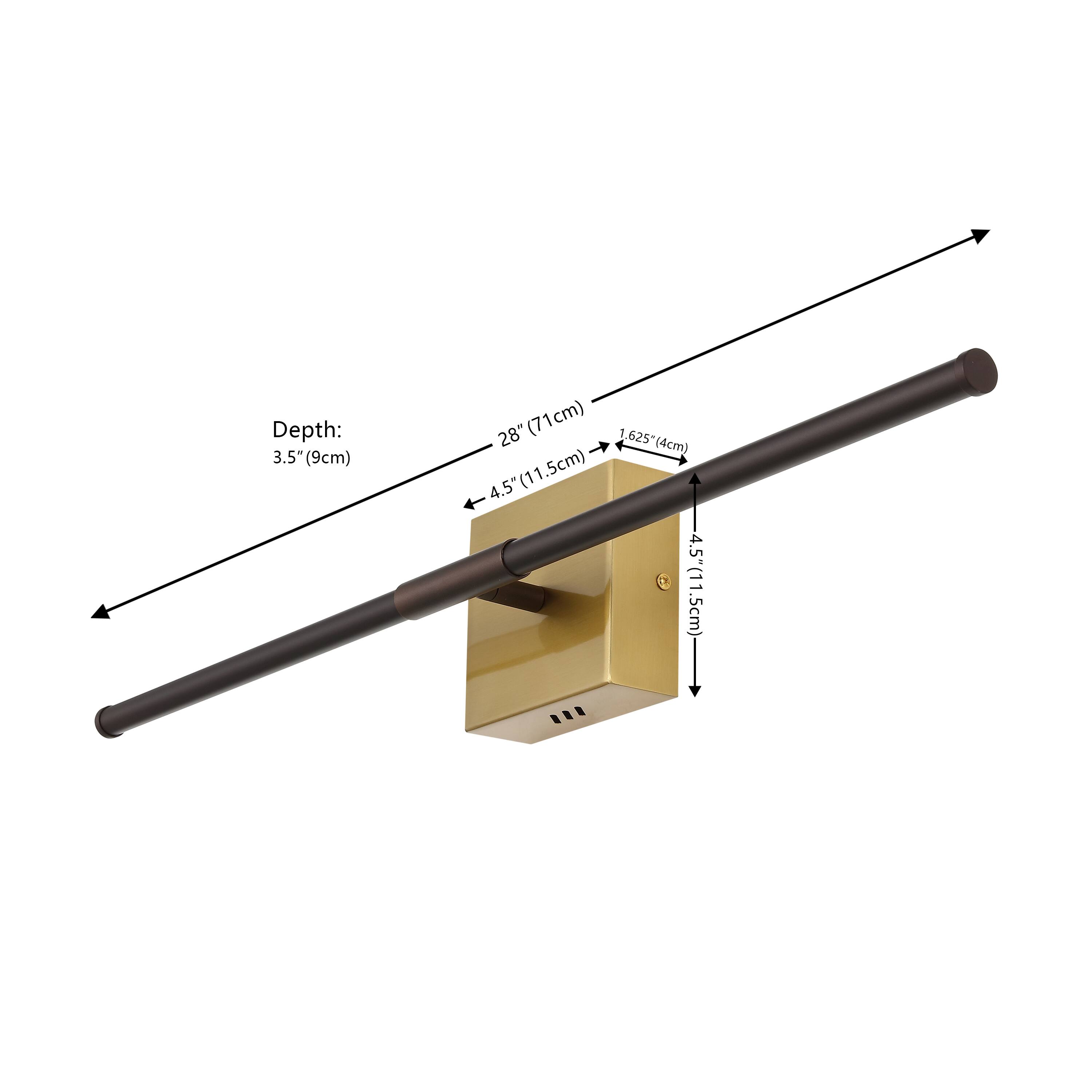 Depth: 3.5" (9cm)  
28" (71cm)  
1.625" (4cm)  
4.5" (11.5cm)