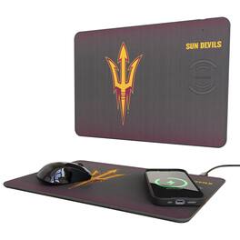 Keyscaper - Arizona State Sun Devils Linen Print 15W Fast Wireless Charger and Mouse Pad - Black